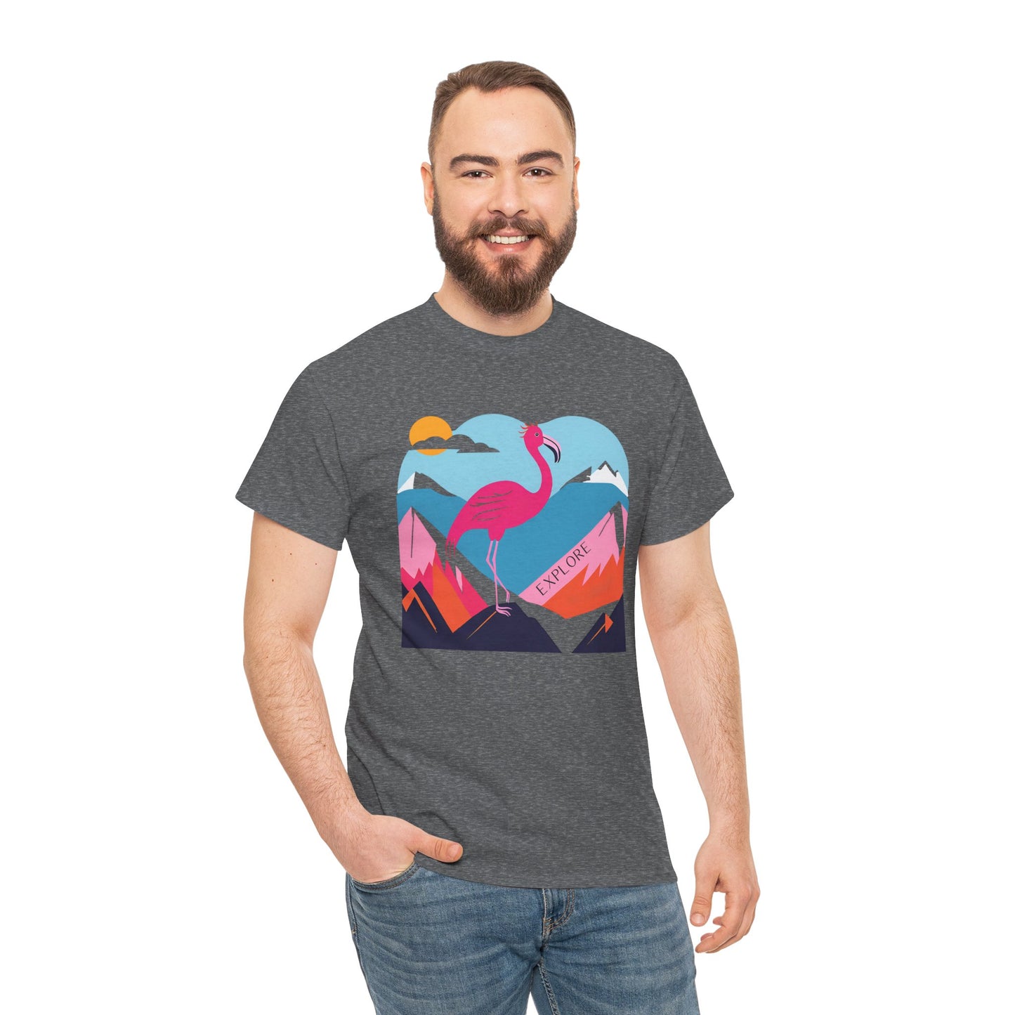 Flamingo Tee - Explore Flamingo Unisex Heavy Cotton Tee