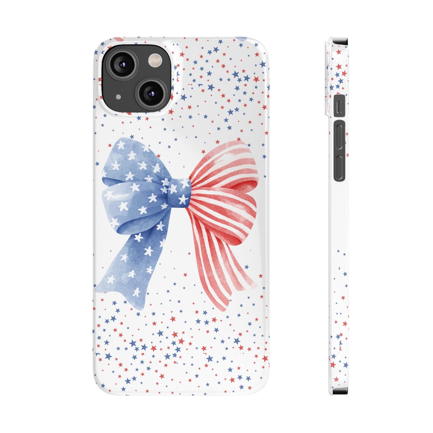 Patriotic Slim Phone Cases with Bow Design, Cute Phone Covers, Summer Accessories, Fourth of July Gift, Trendy Tech