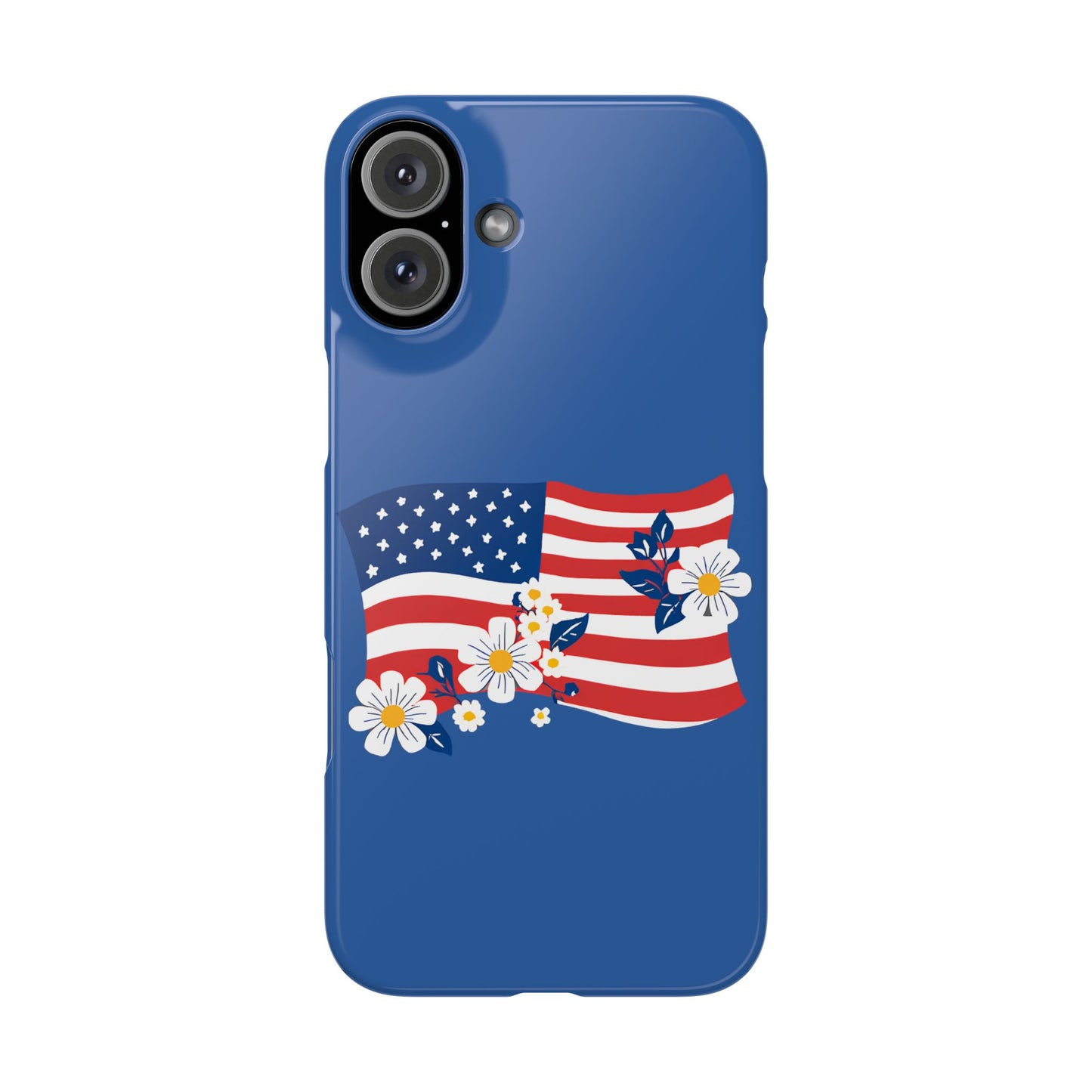 Patriotic Floral Phone Case - Slim Case for iPhone, Independence Day, Memorial Day, American Flag Design, Gifts for Her