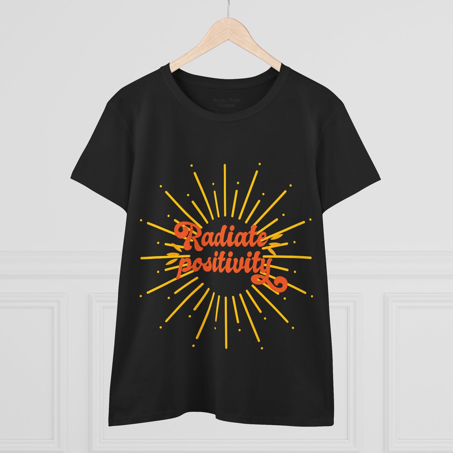 Radiate Positivity Women's Midweight Cotton Tee - Uplifting Summer T-Shirt
