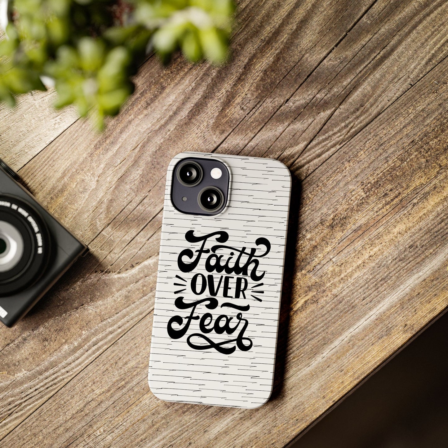 Inspirational Faith Over Fear Phone Case | Slim Case for iPhone & Samsung | Motivational Gift | Modern Design