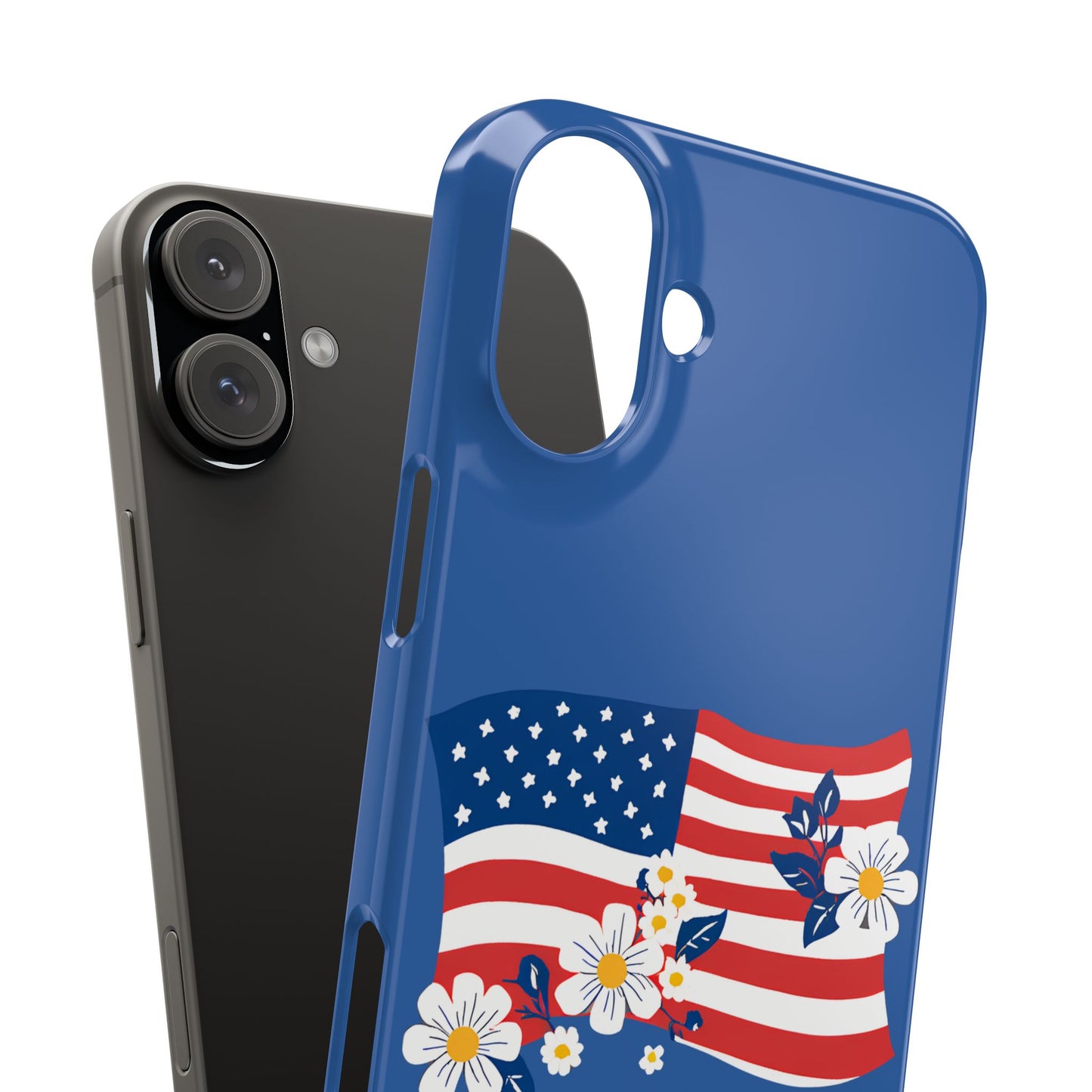 Patriotic Floral Phone Case - Slim Case for iPhone, Independence Day, Memorial Day, American Flag Design, Gifts for Her