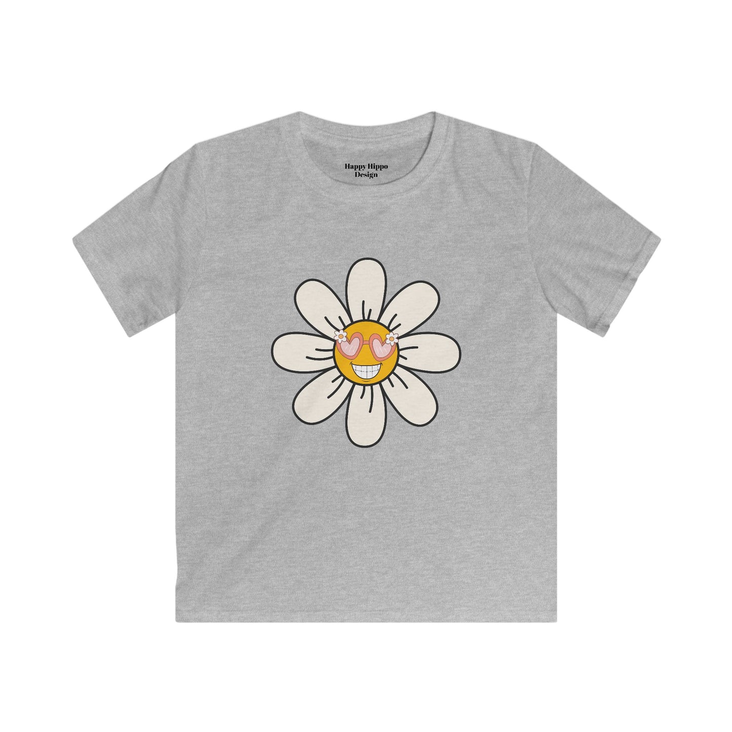 Kids Sunshine Daisy Tee - Cute Floral Heart Design for Spring/Summer