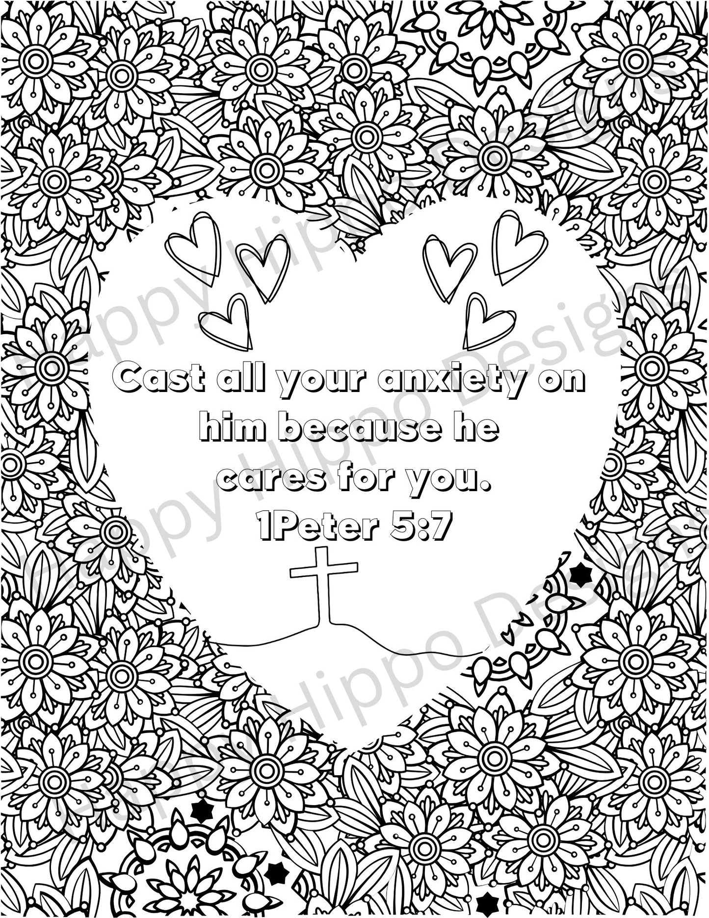 Cast your Cares Coloring page- digital download