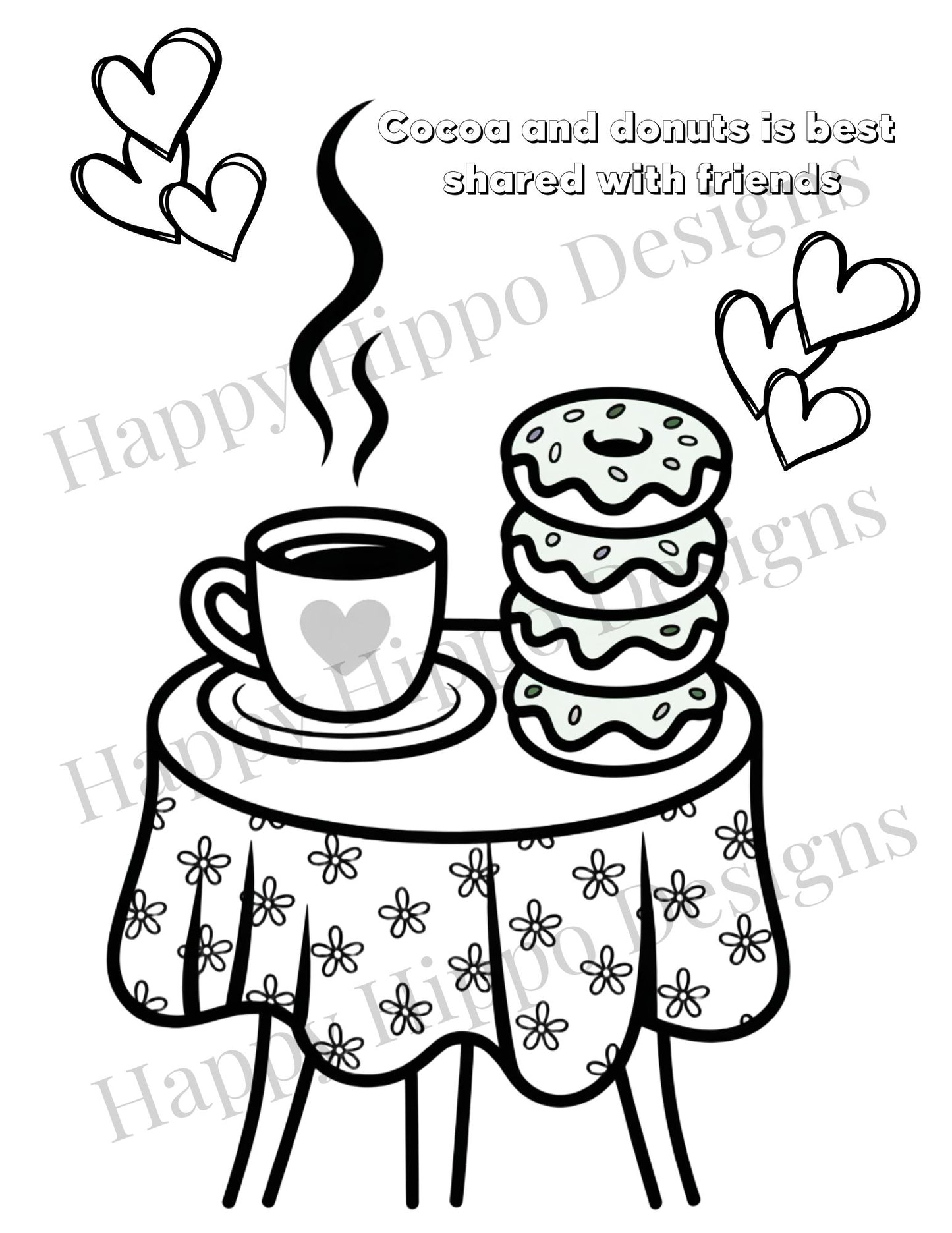 Cocoa and Friends Coloring page- digital download