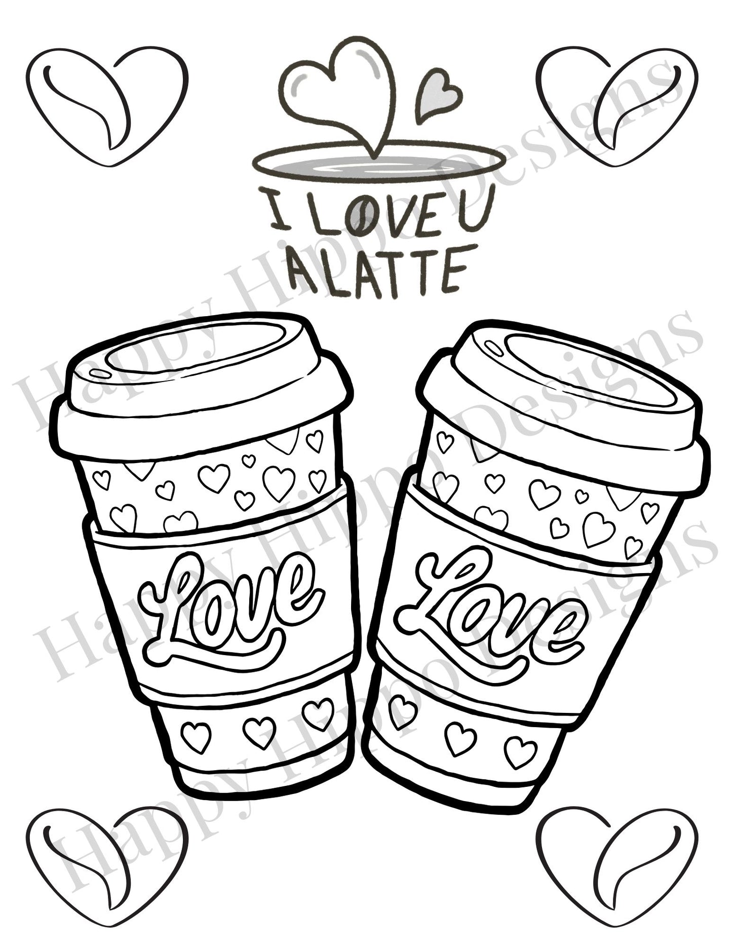 Coffee Love Coloring page- Digital Download