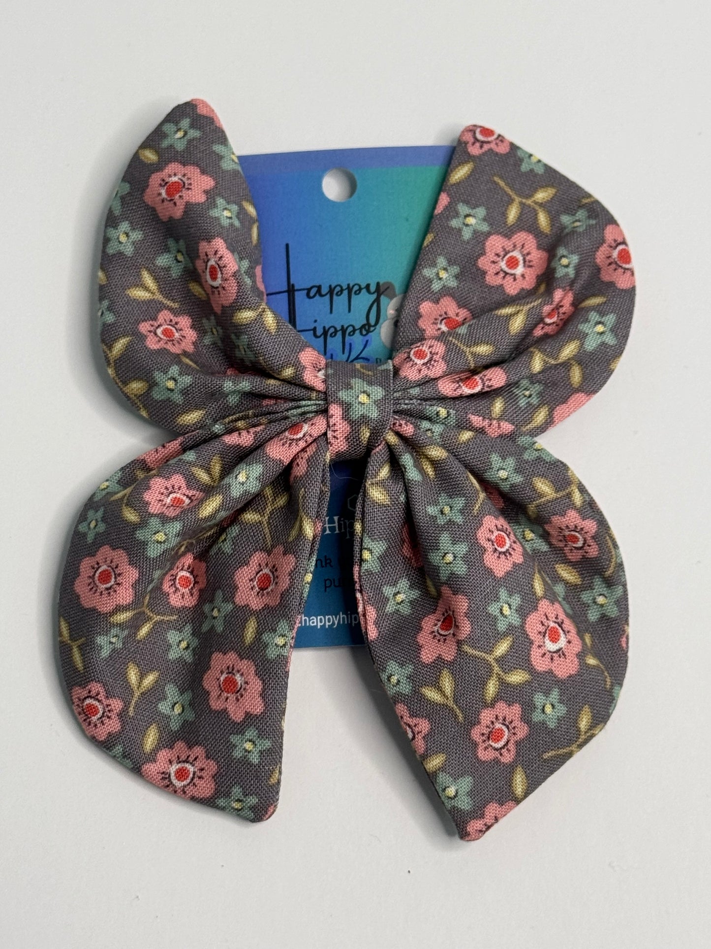 Pink floral Butterfly hairbow