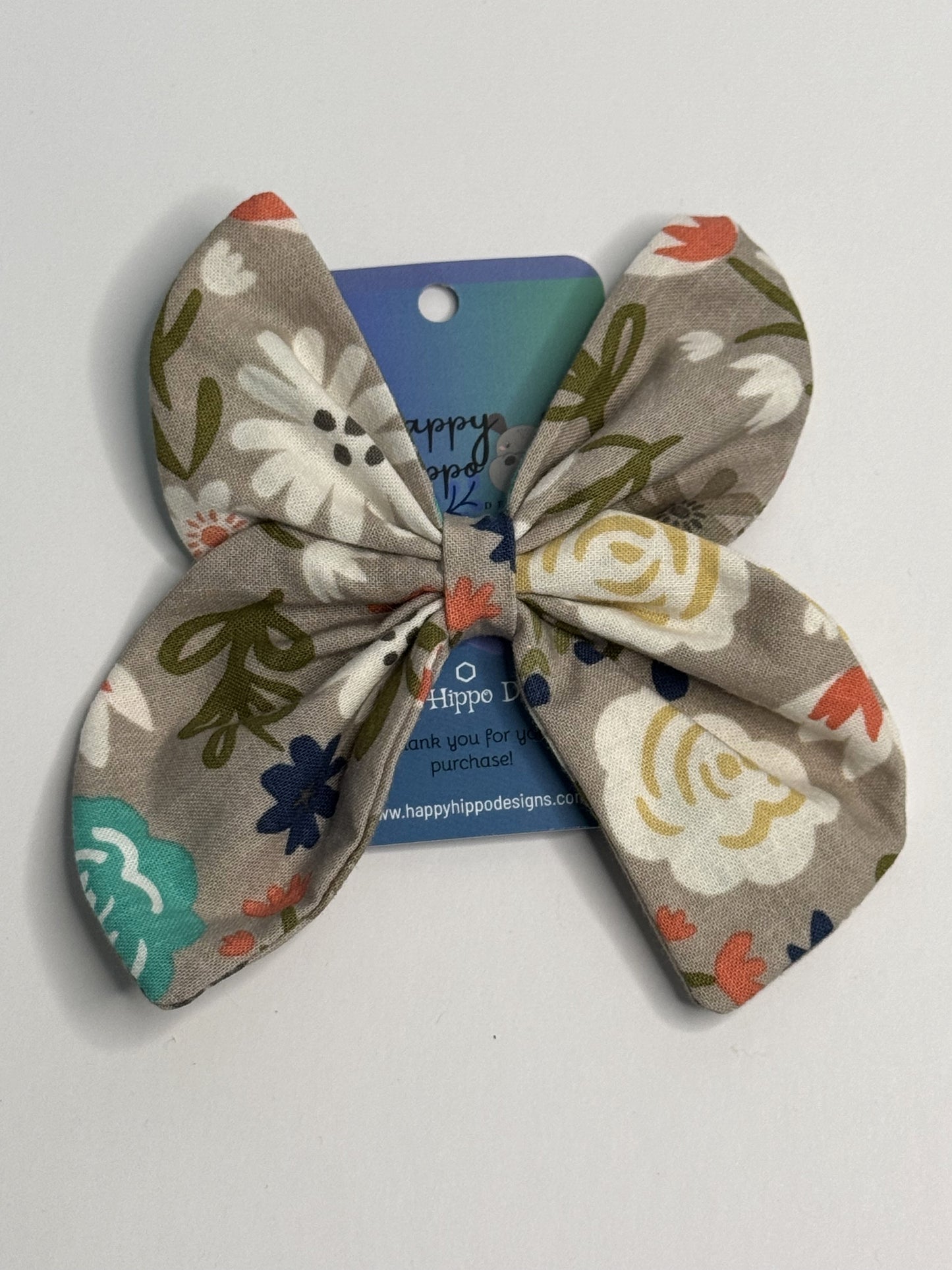 White Floral Butterfly Hairbow