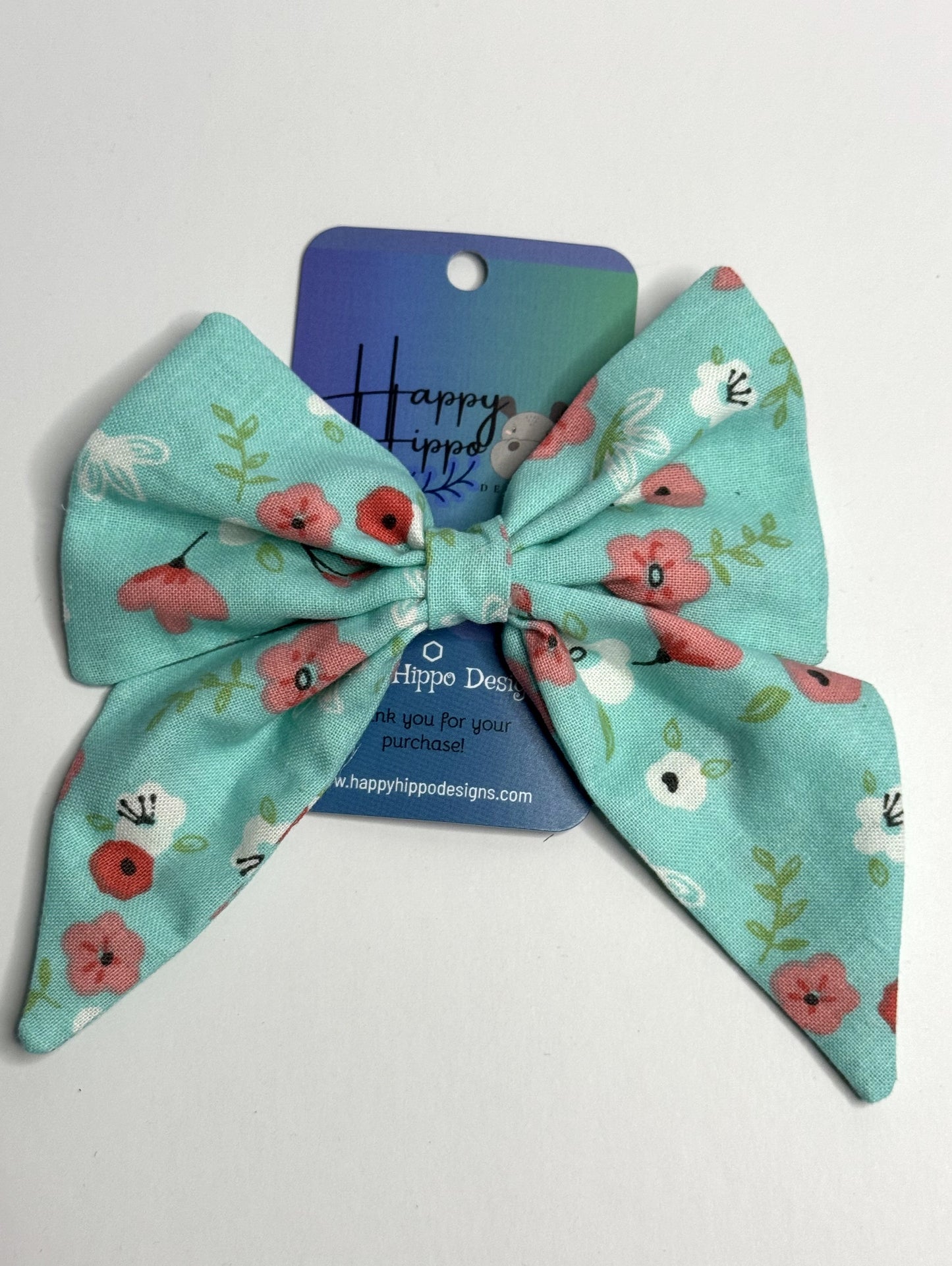 Pink and Aqua Classic Hair bow