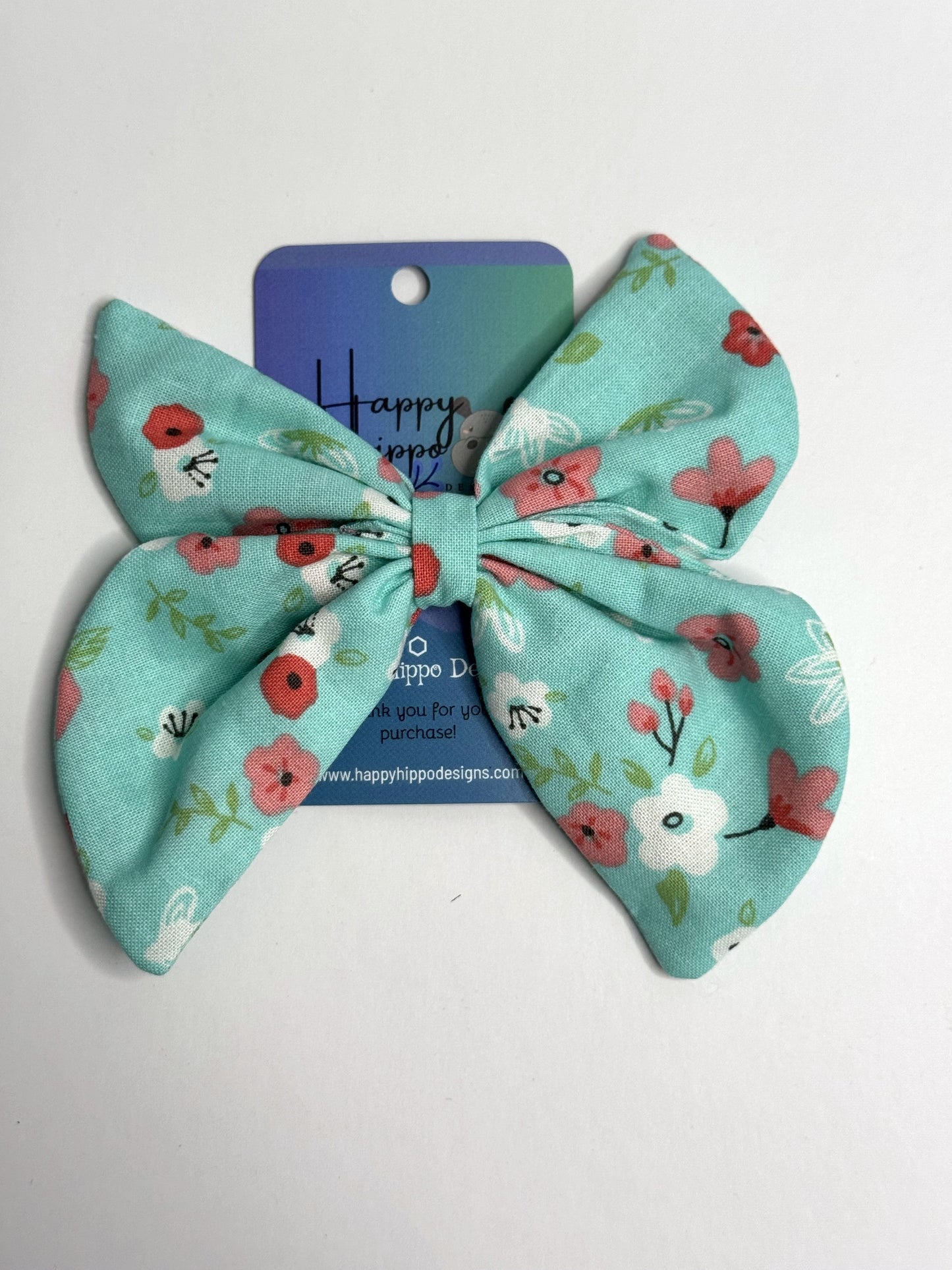 Pink and Aqua Butterfly Hairbow