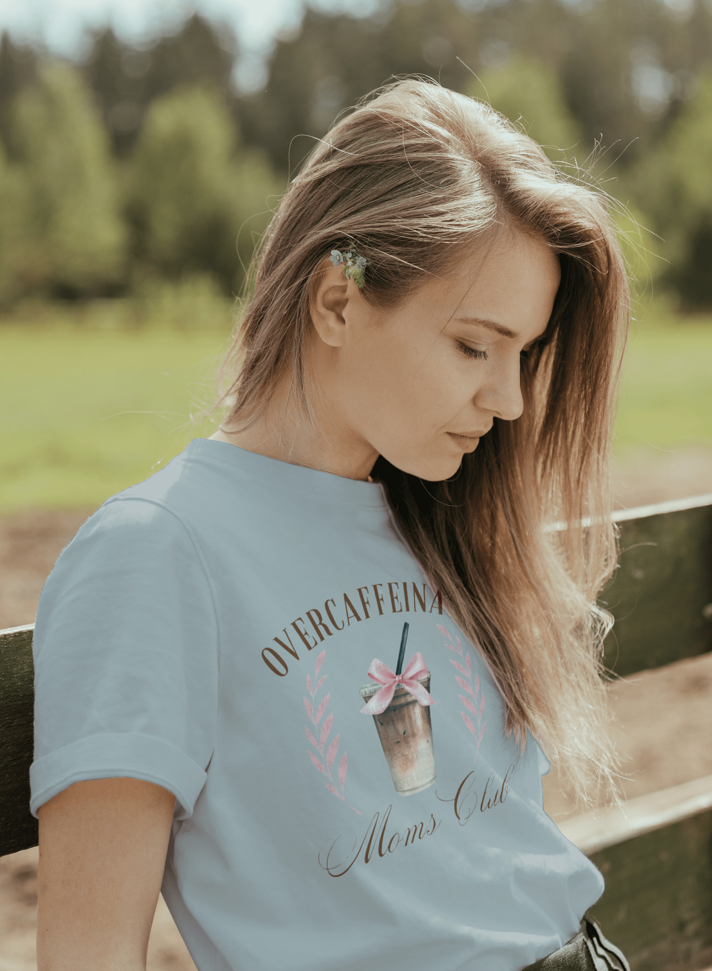 Over caffeinated Moms Club tshirt