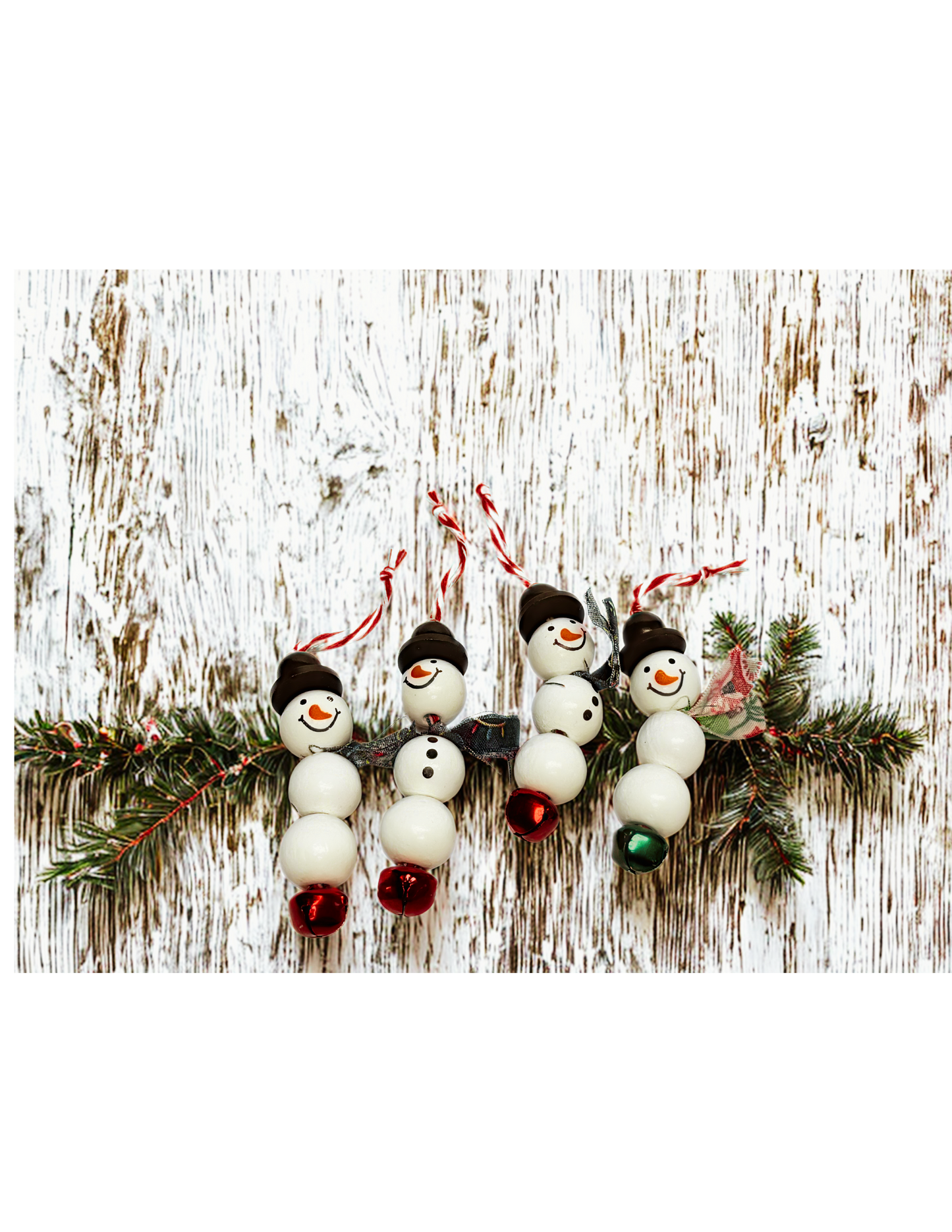 Set of 4 Beaded snowman ornaments