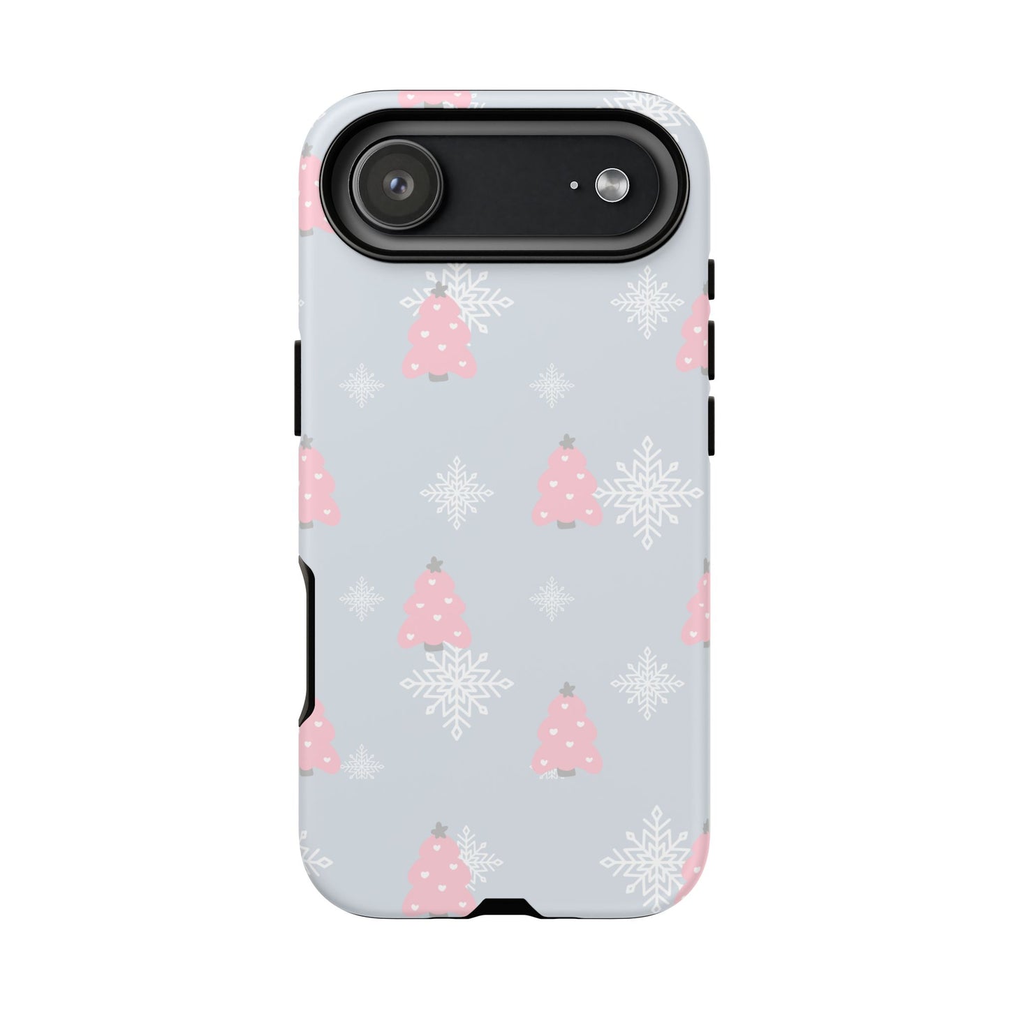 Christmas Pink Tree Tough Phone Case — Cute Holiday Snowflake Design