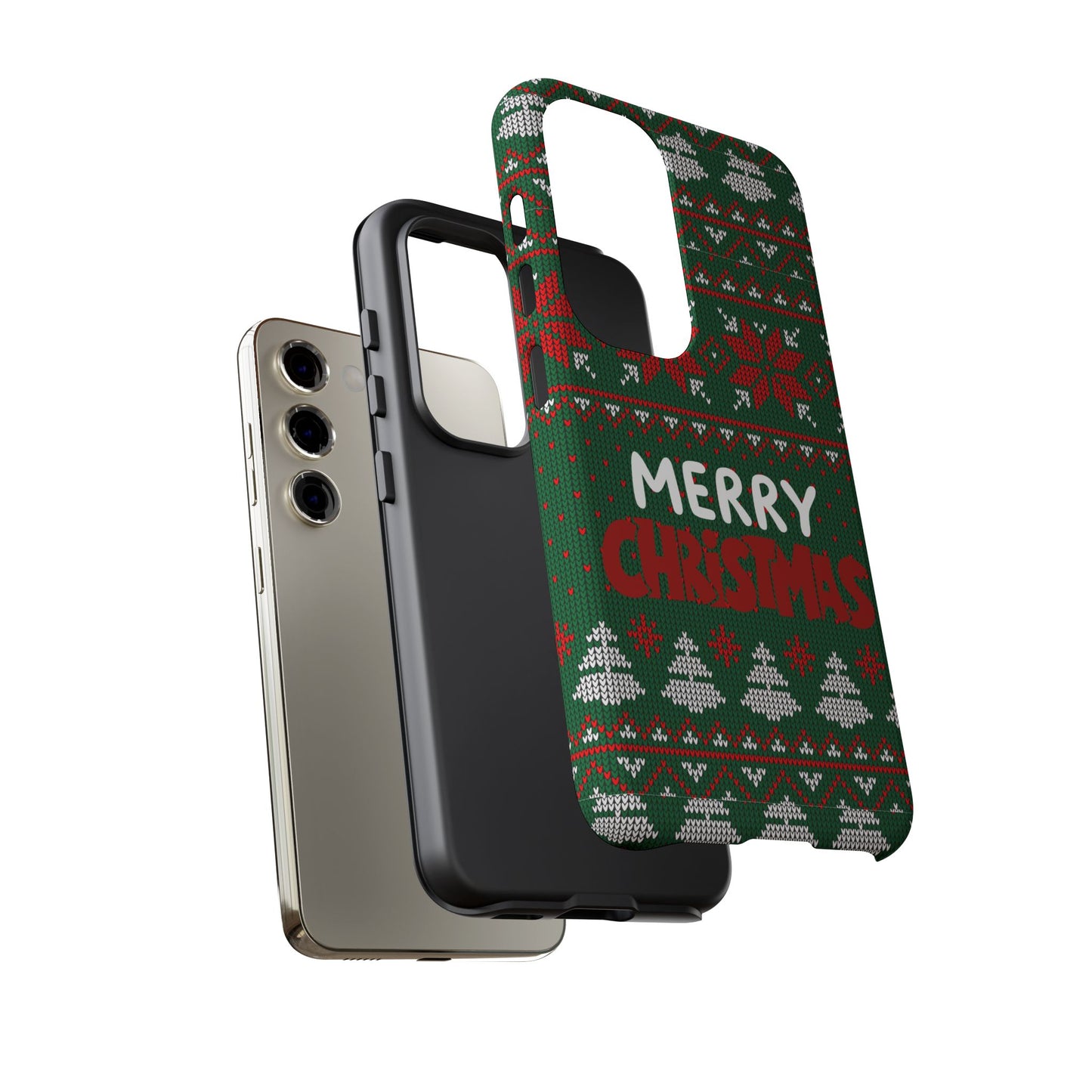 Merry Christmas Phone Case - Festive Green Ugly Sweater Design