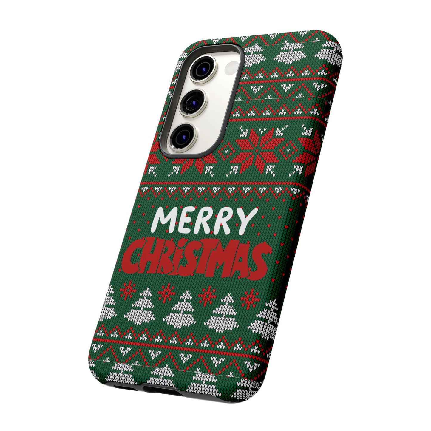 Merry Christmas Phone Case - Festive Green Ugly Sweater Design