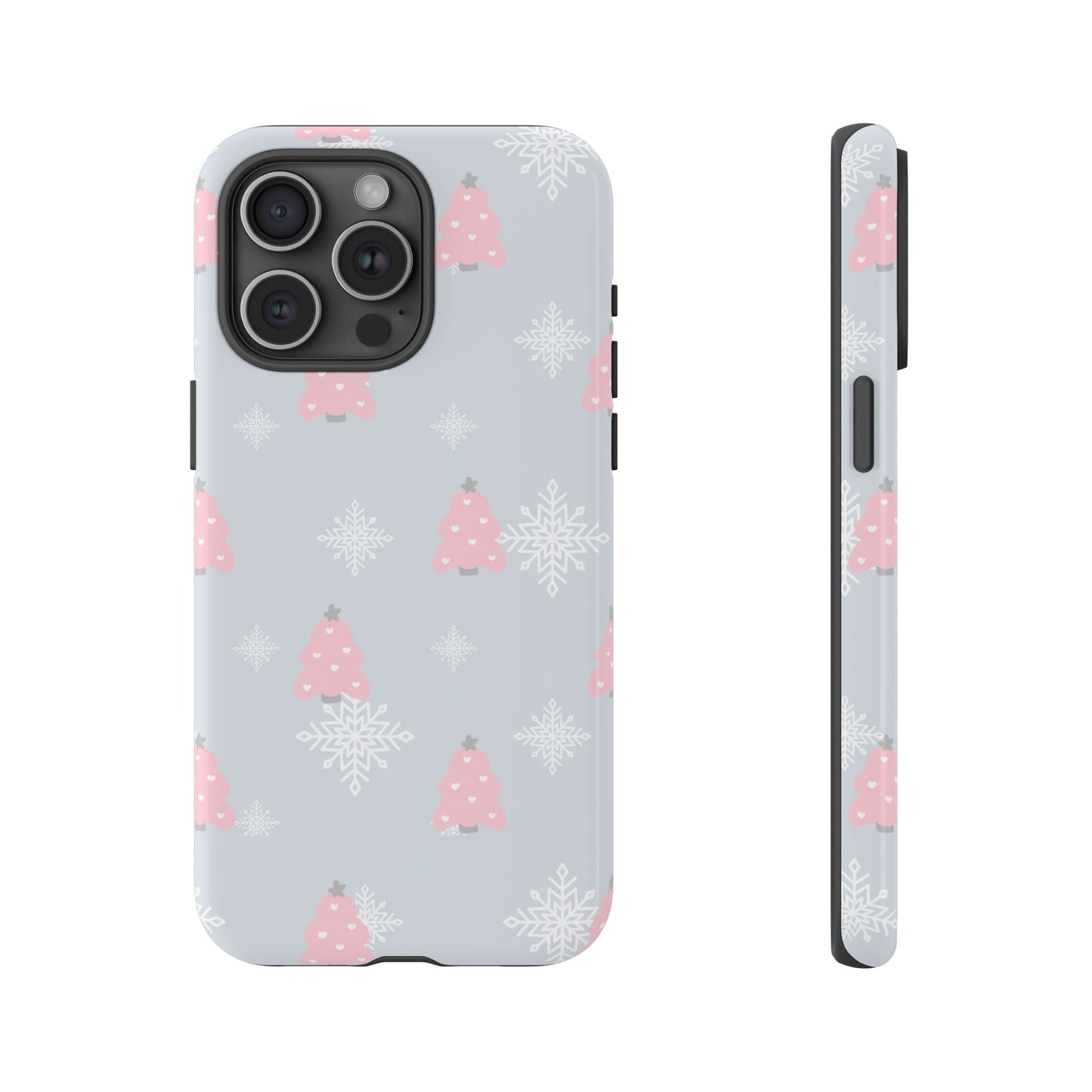 Christmas Pink Tree Tough Phone Case — Cute Holiday Snowflake Design