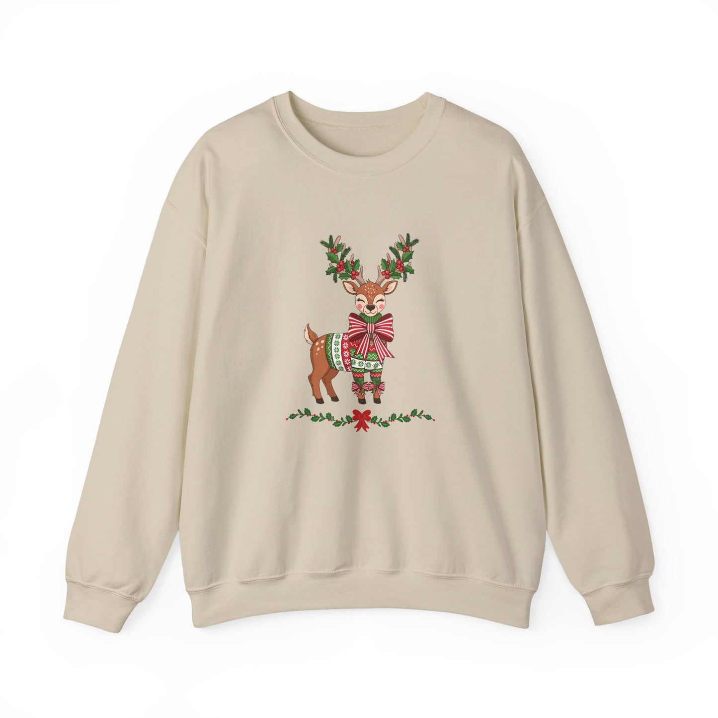 Christmas Reindeer Crewneck Sweatshirt - Festive Holiday Reindeer Design