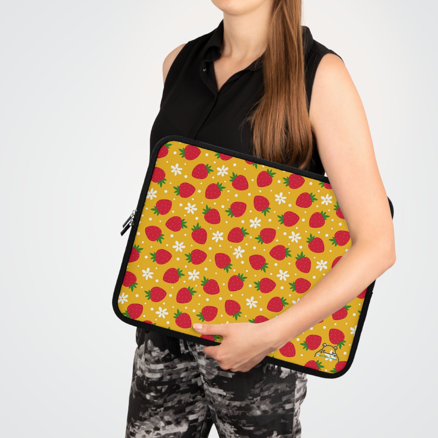 Strawberry Print Laptop Sleeve, Cute Tech Case