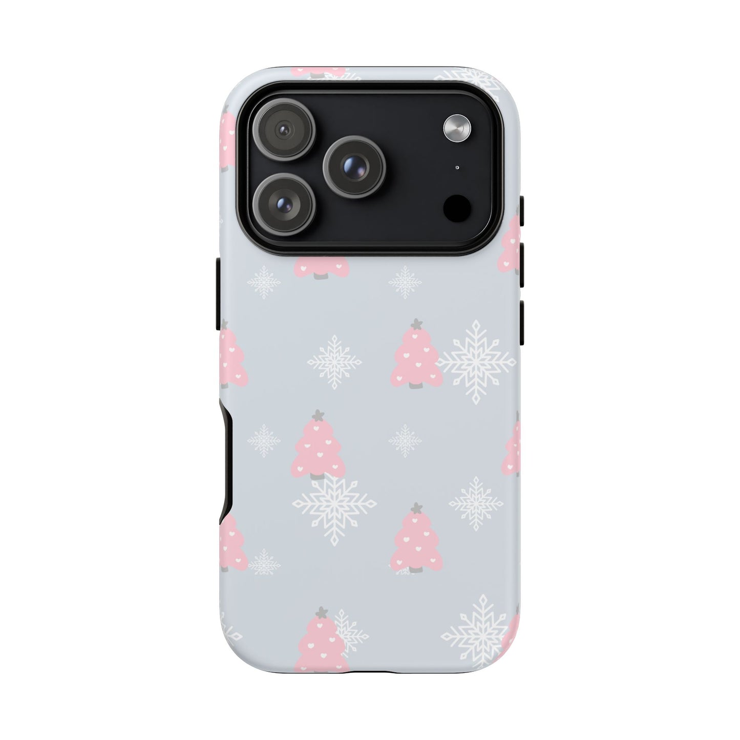 Christmas Pink Tree Tough Phone Case — Cute Holiday Snowflake Design