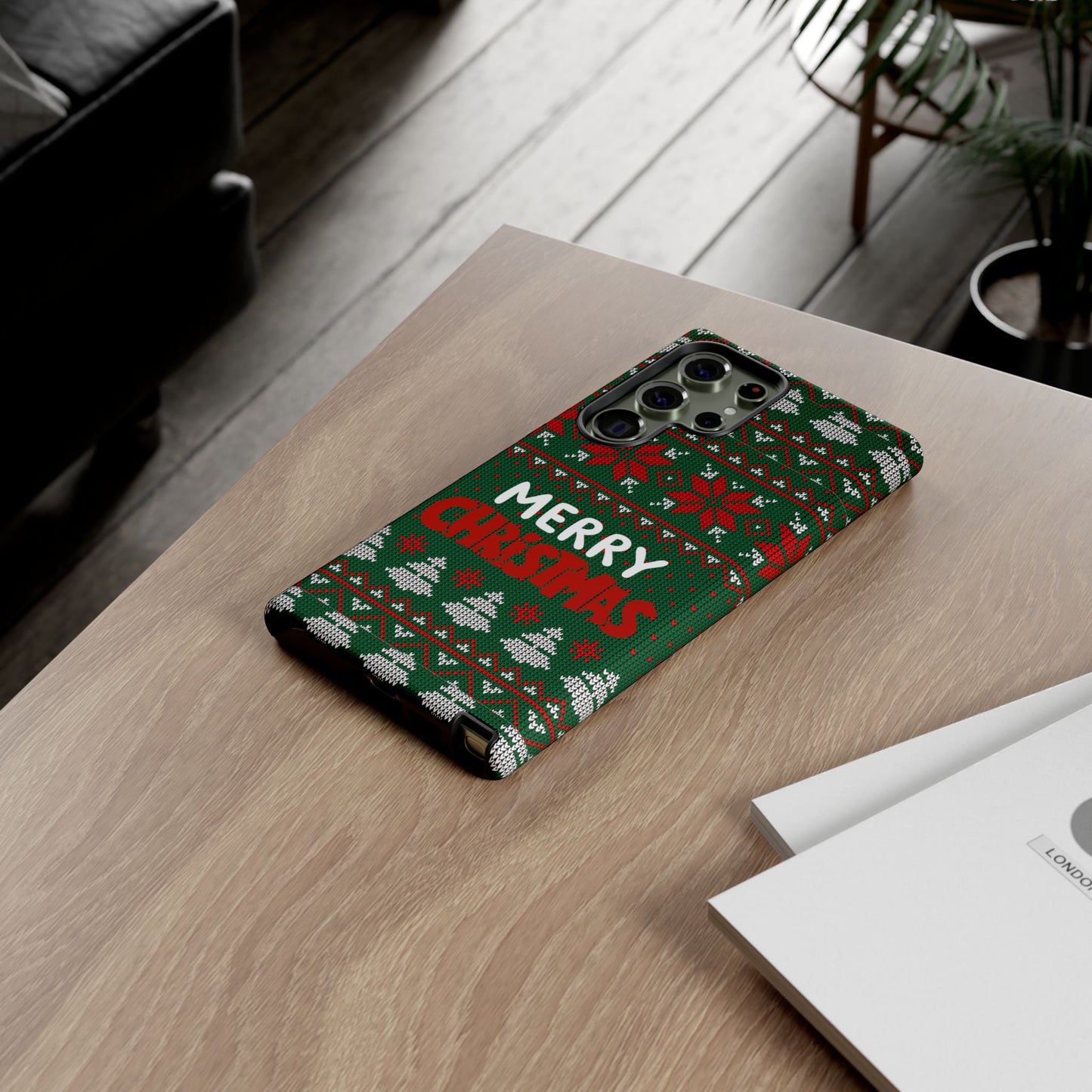 Merry Christmas Phone Case - Festive Green Ugly Sweater Design