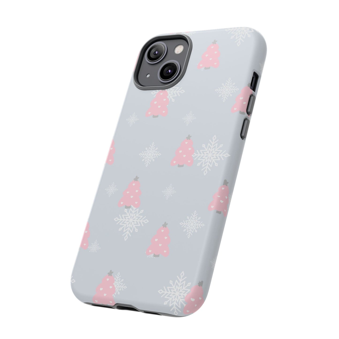 Christmas Pink Tree Tough Phone Case — Cute Holiday Snowflake Design