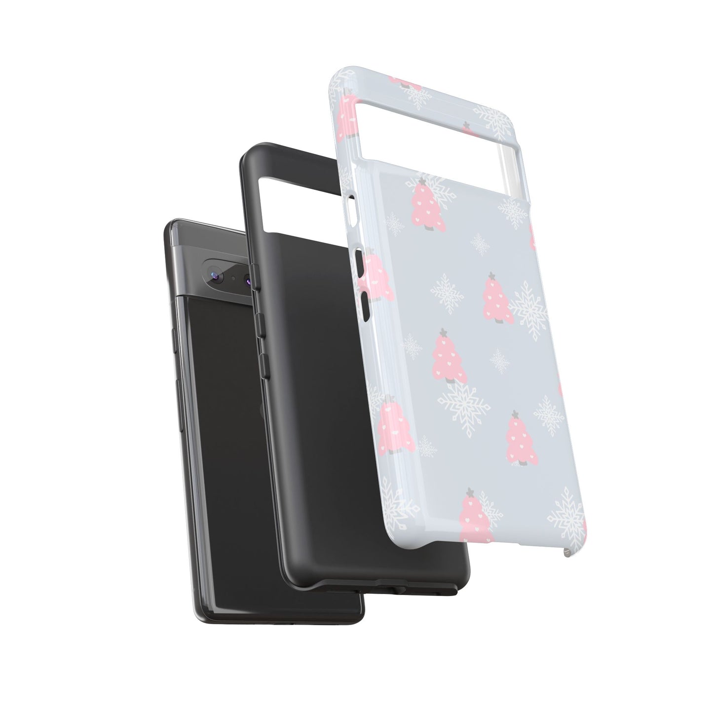 Christmas Pink Tree Tough Phone Case — Cute Holiday Snowflake Design