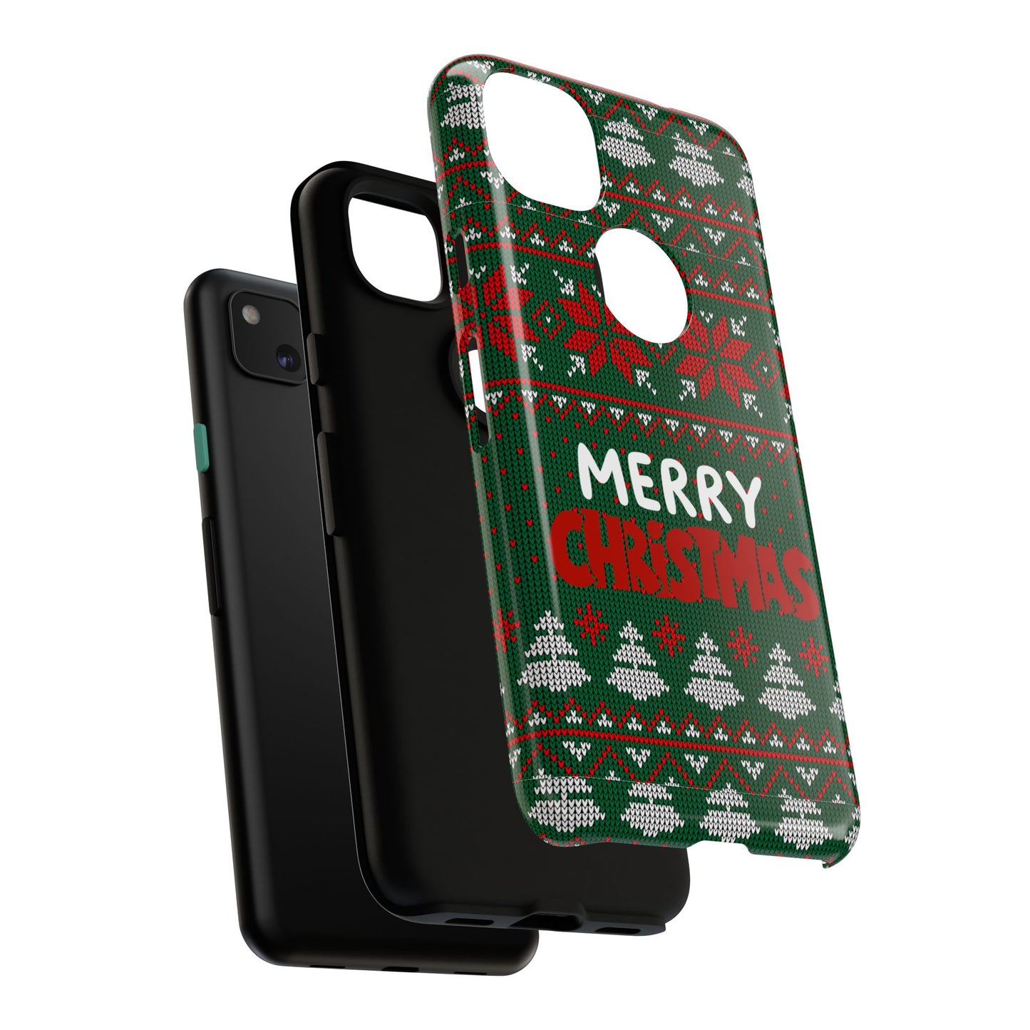 Merry Christmas Phone Case - Festive Green Ugly Sweater Design