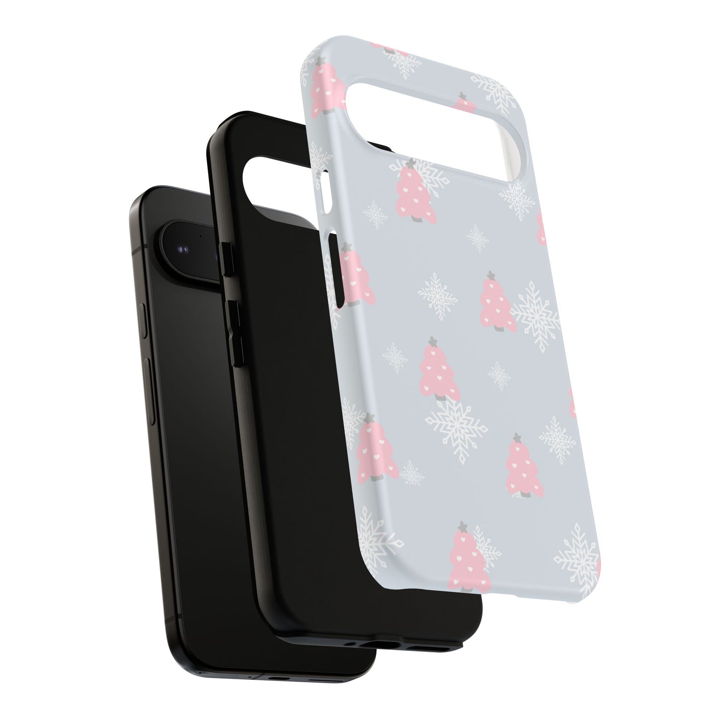 Christmas Pink Tree Tough Phone Case — Cute Holiday Snowflake Design