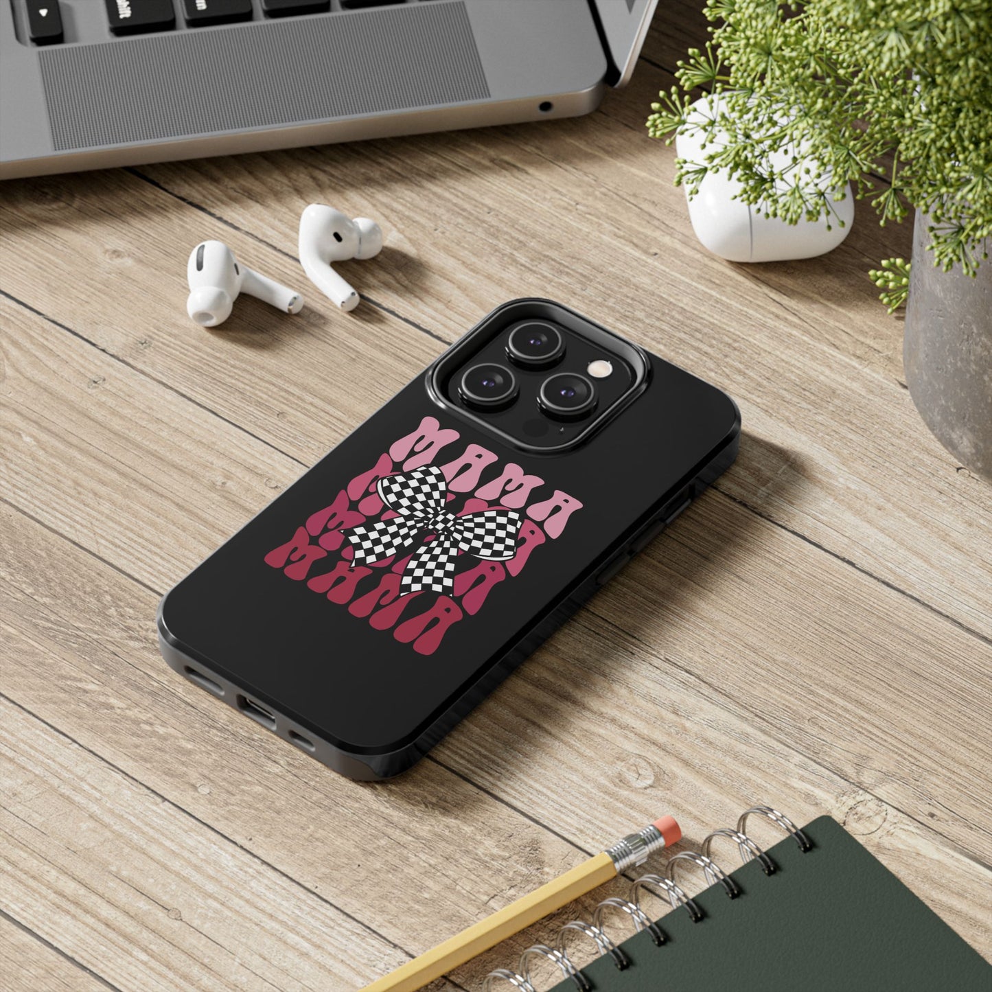 Chic Tough Phone Cases with Mama Bow Design, Stylish Phone Cover