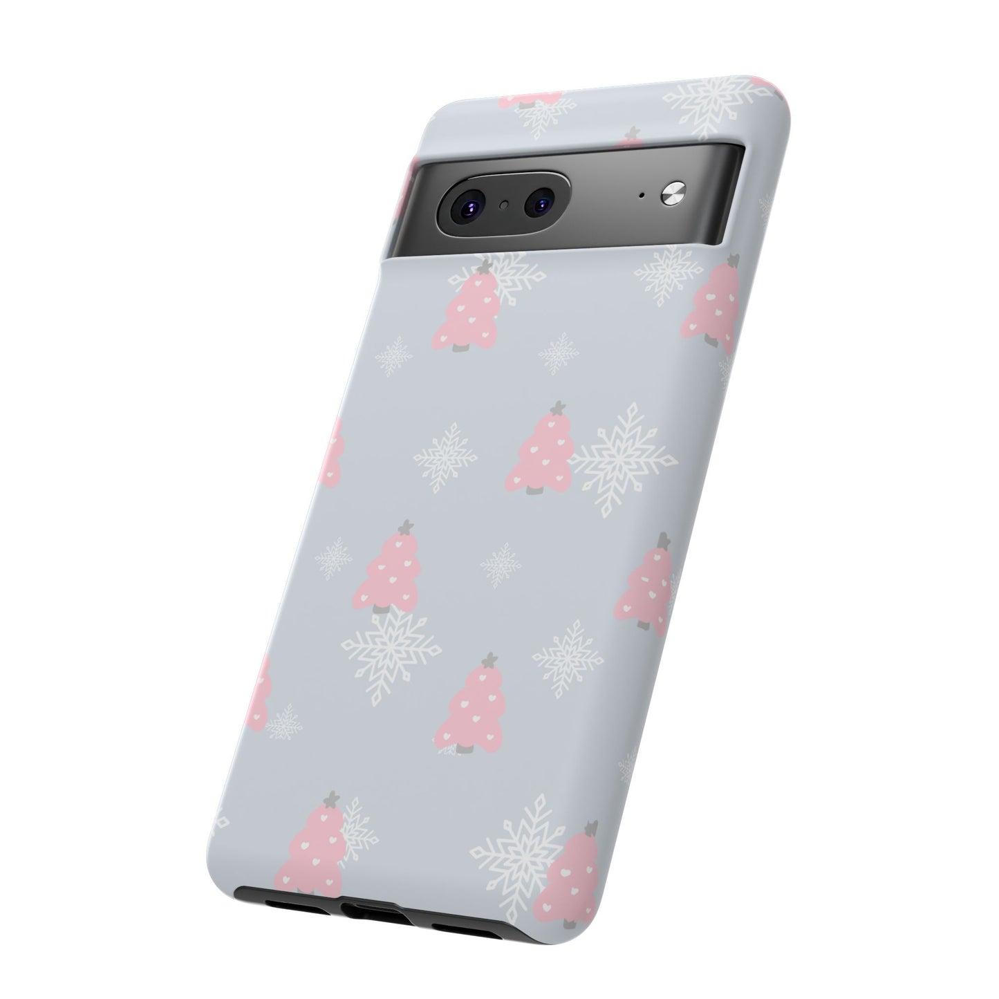 Christmas Pink Tree Tough Phone Case — Cute Holiday Snowflake Design