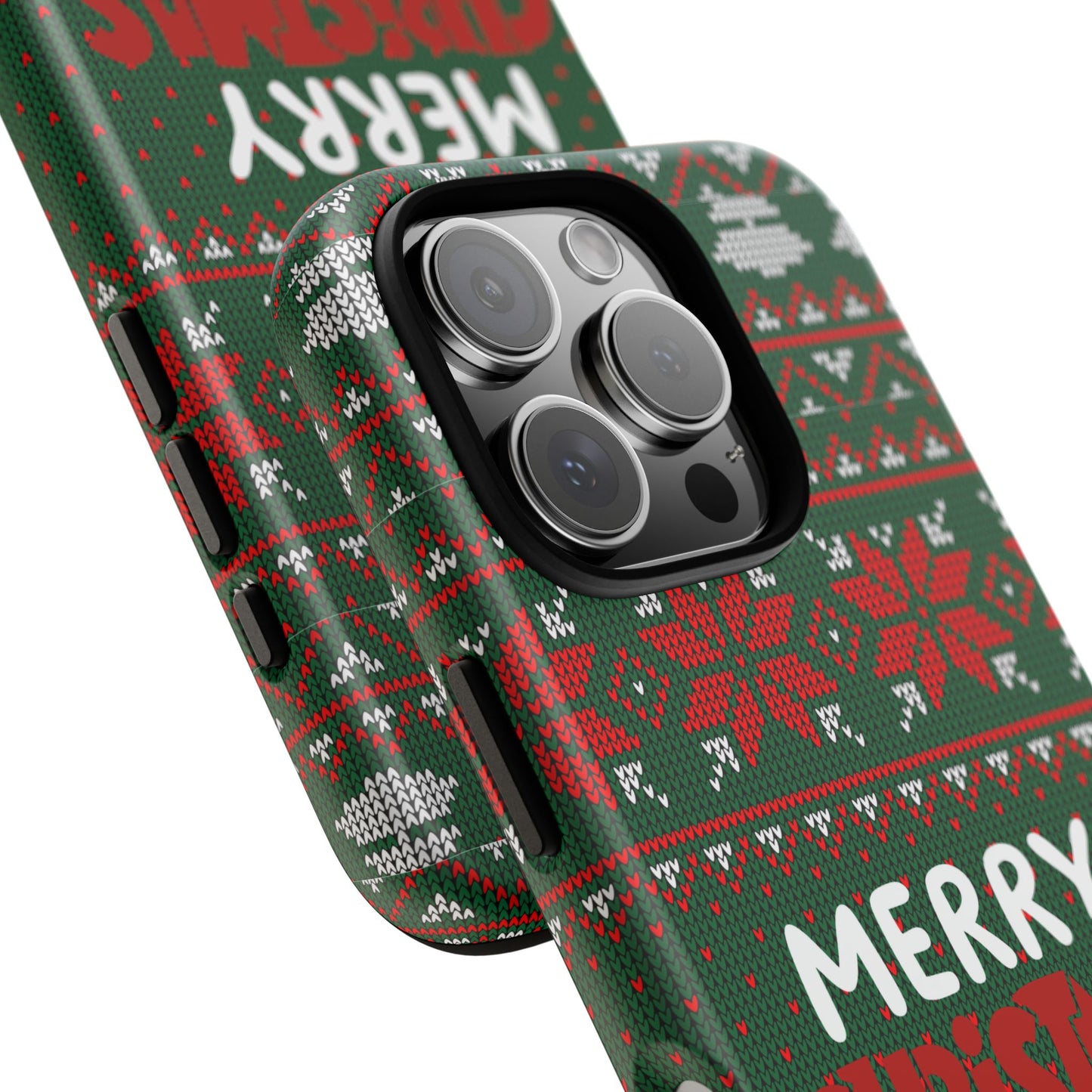 Merry Christmas Phone Case - Festive Green Ugly Sweater Design