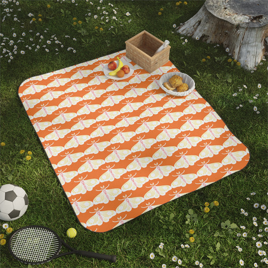 Orange Moth Picnic Blanket
