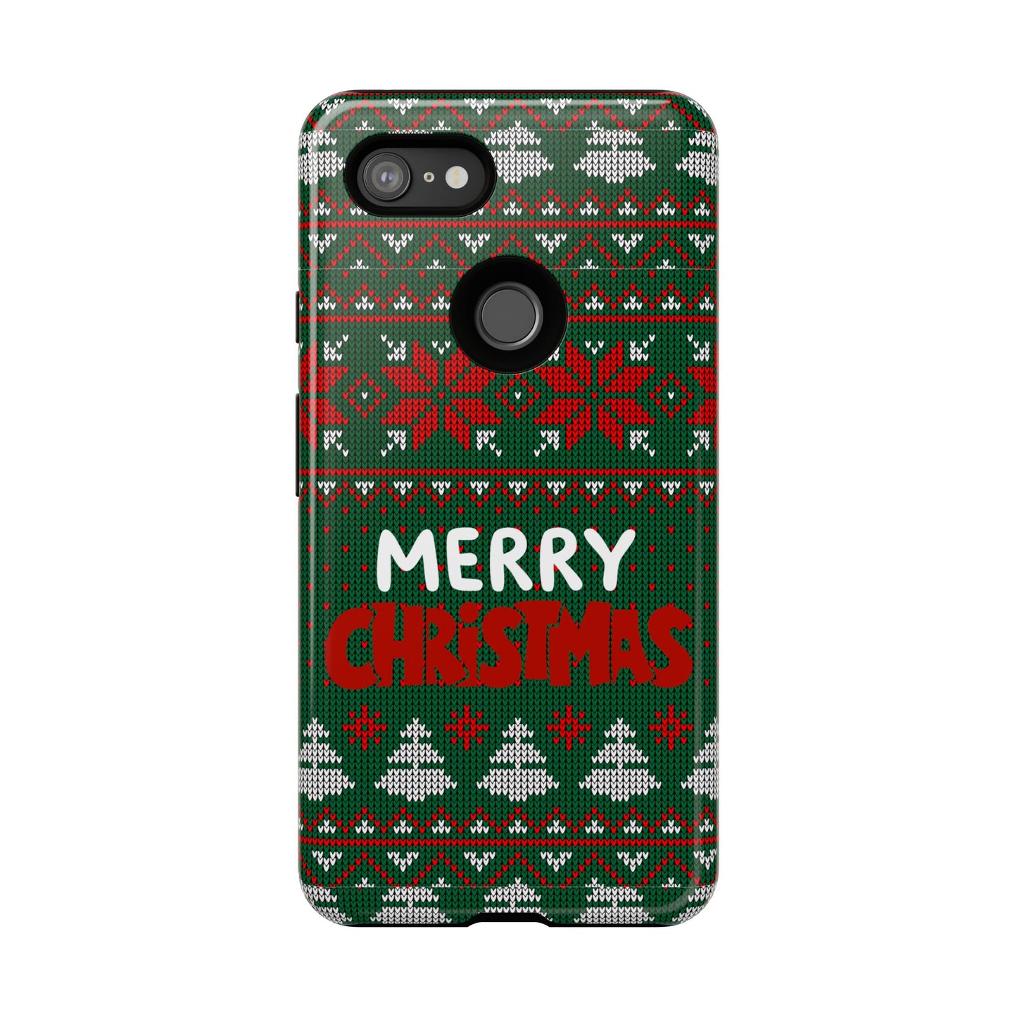 Merry Christmas Phone Case - Festive Green Ugly Sweater Design