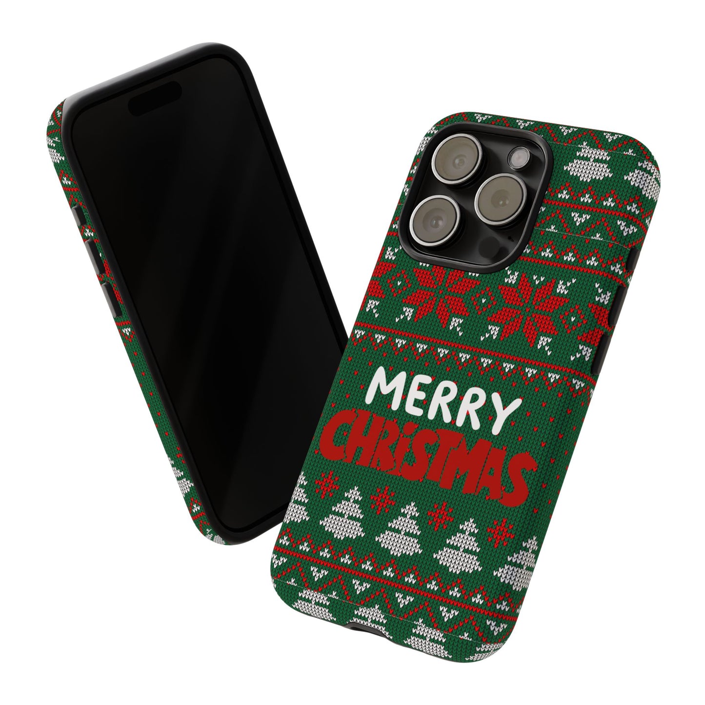 Merry Christmas Phone Case - Festive Green Ugly Sweater Design