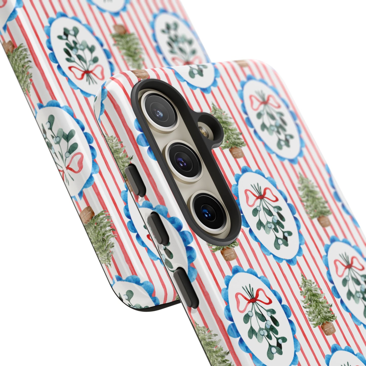 Christmas Wreath & Tree Pattern Phone Case — Festive Holiday Tough Case