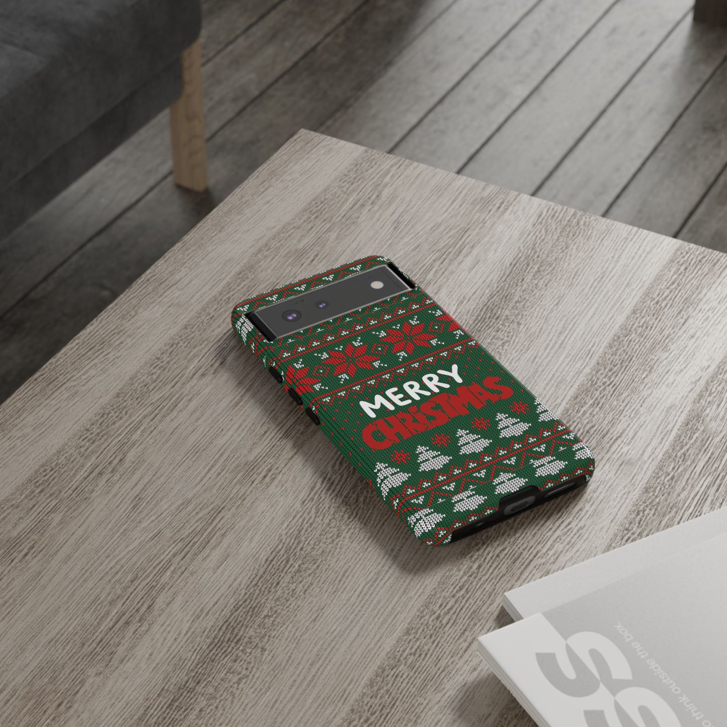 Merry Christmas Phone Case - Festive Green Ugly Sweater Design