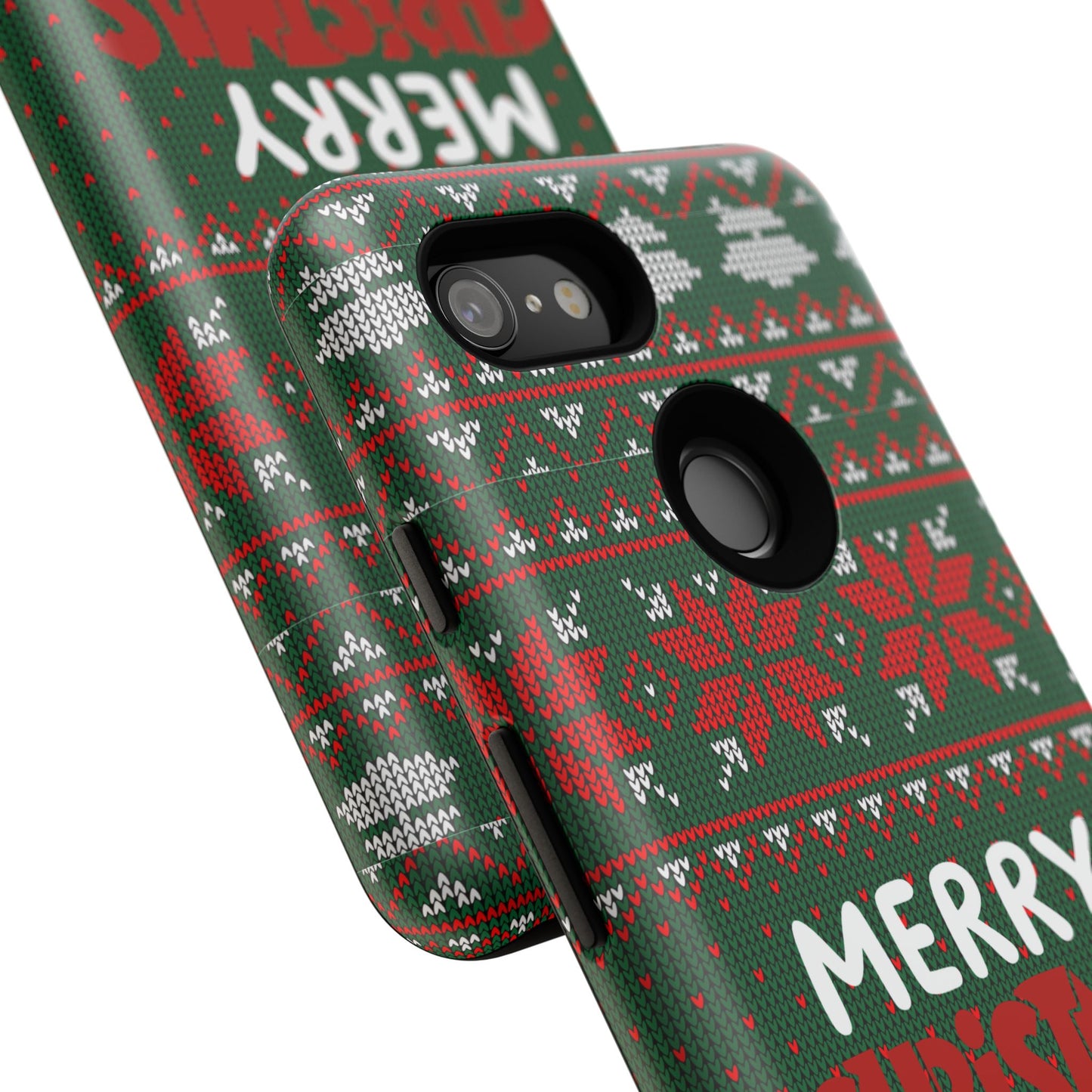 Merry Christmas Phone Case - Festive Green Ugly Sweater Design