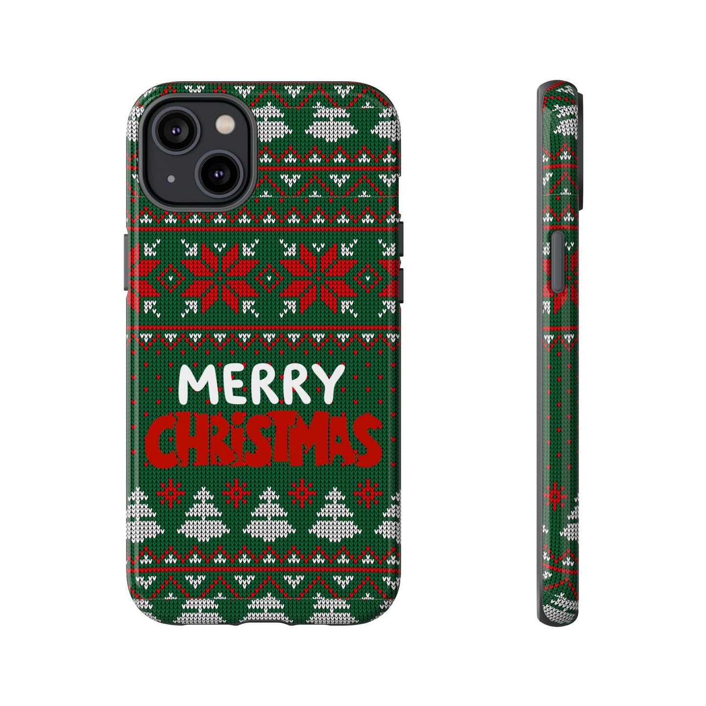 Merry Christmas Phone Case - Festive Green Ugly Sweater Design