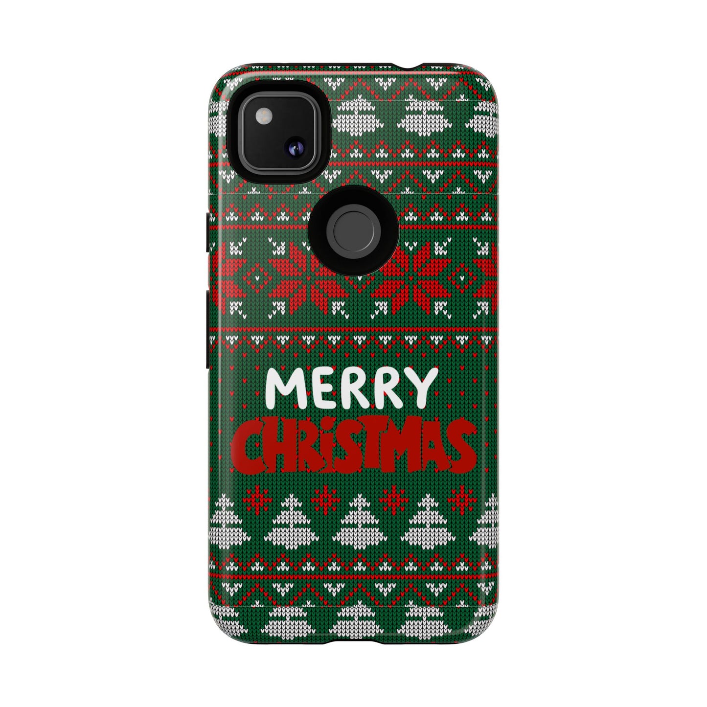 Merry Christmas Phone Case - Festive Green Ugly Sweater Design