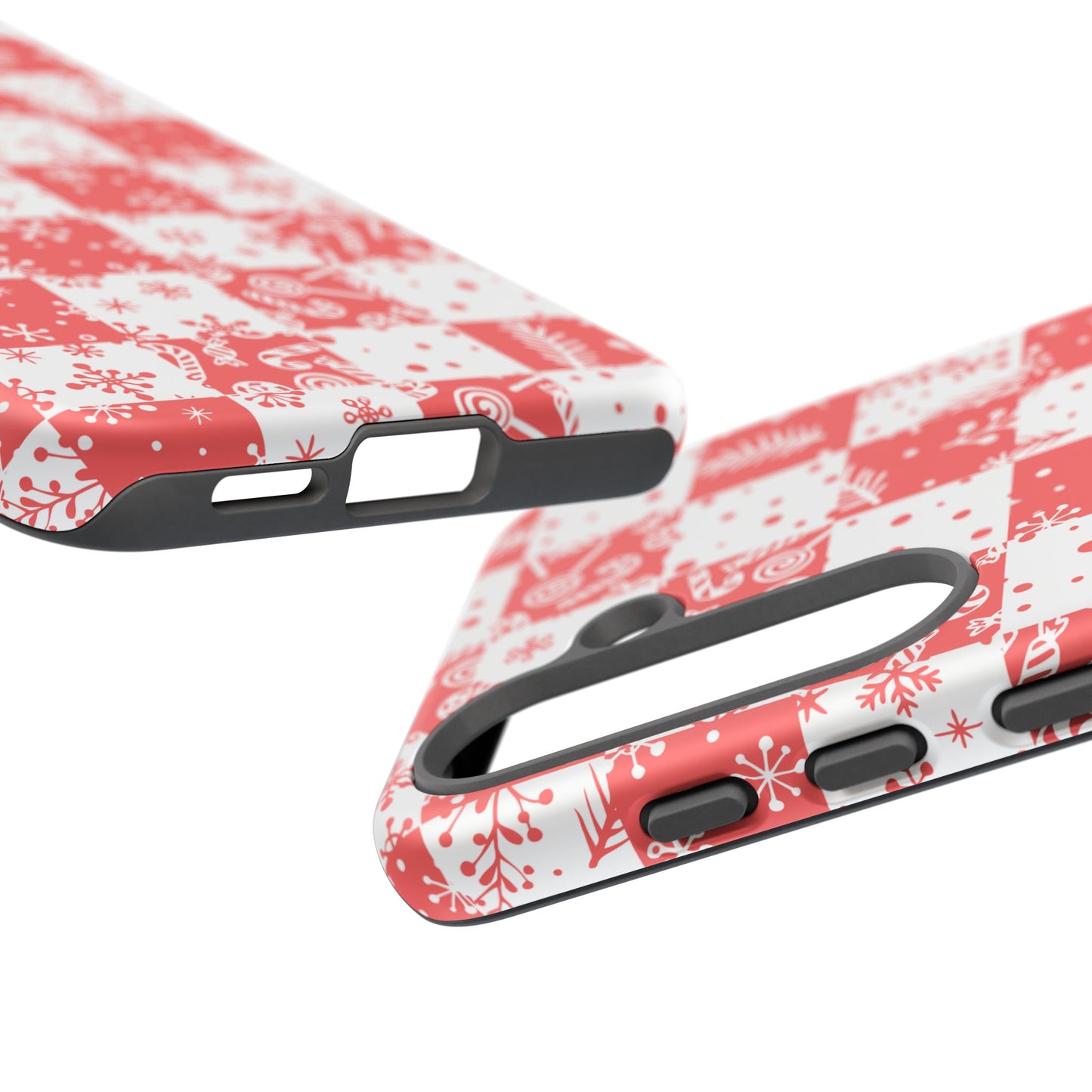 Christmas Red Buffalo Check Phone Case - Holiday Snowflake Pattern Tough Case