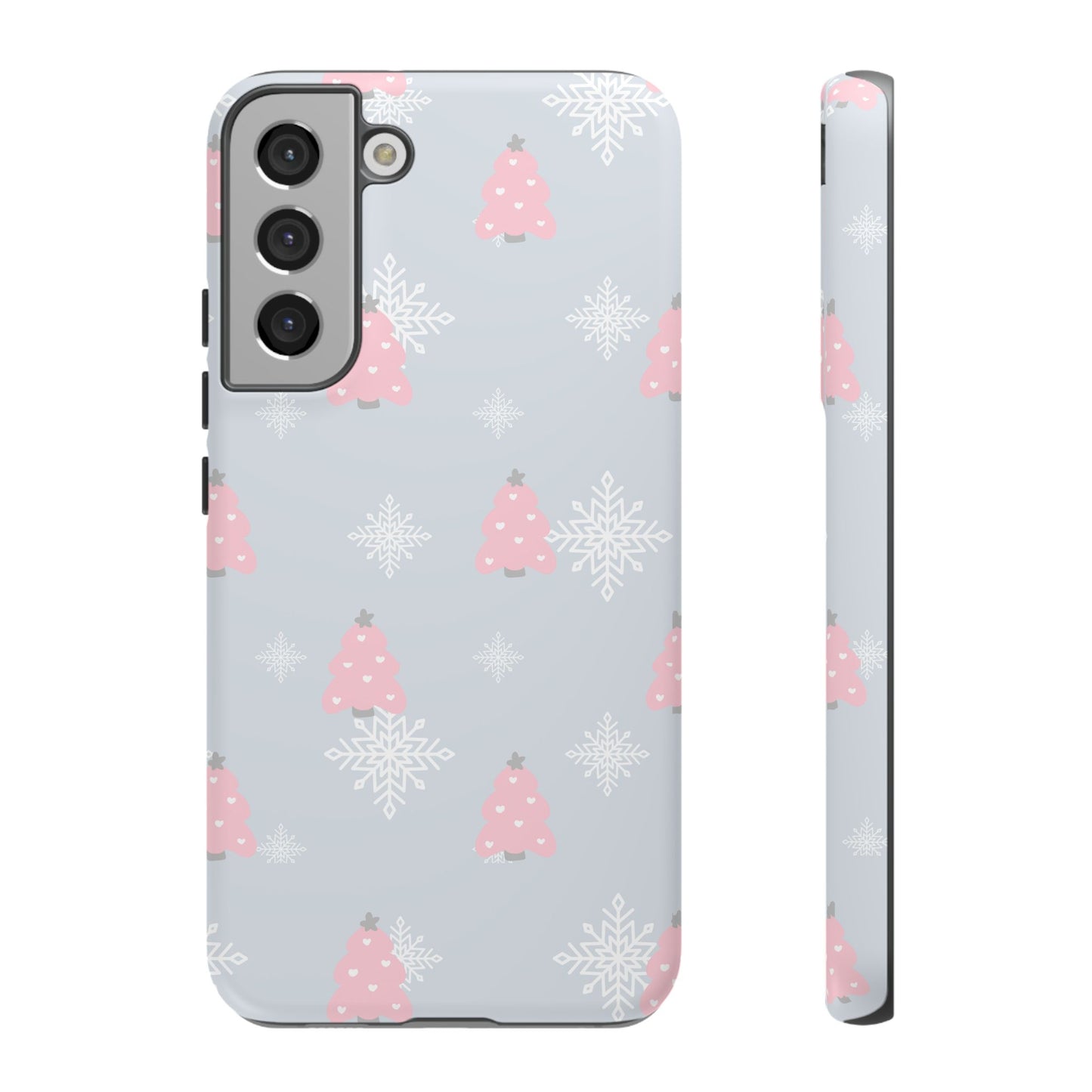 Christmas Pink Tree Tough Phone Case — Cute Holiday Snowflake Design