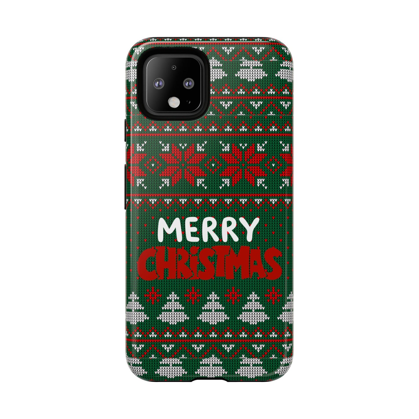 Merry Christmas Phone Case - Festive Green Ugly Sweater Design