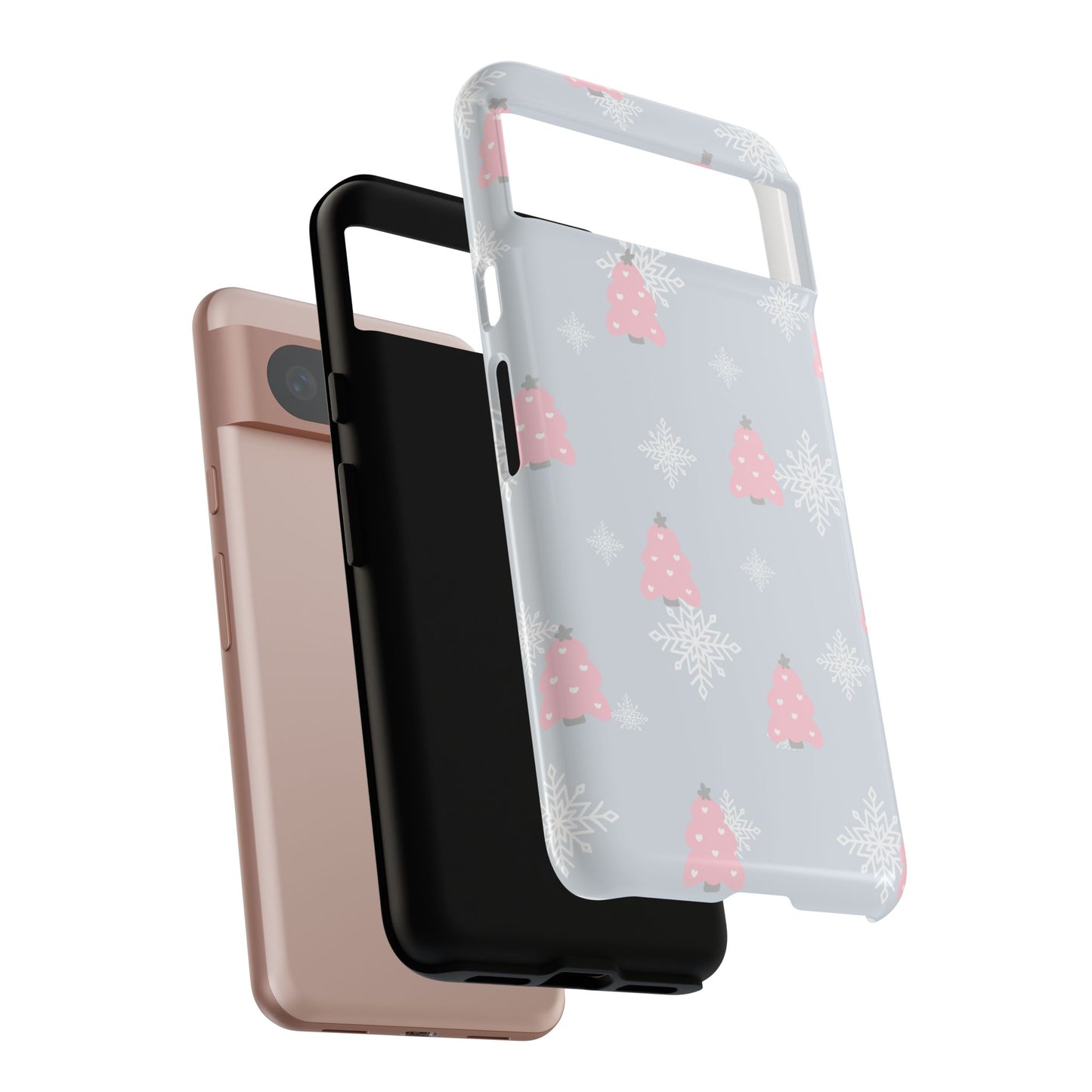 Christmas Pink Tree Tough Phone Case — Cute Holiday Snowflake Design