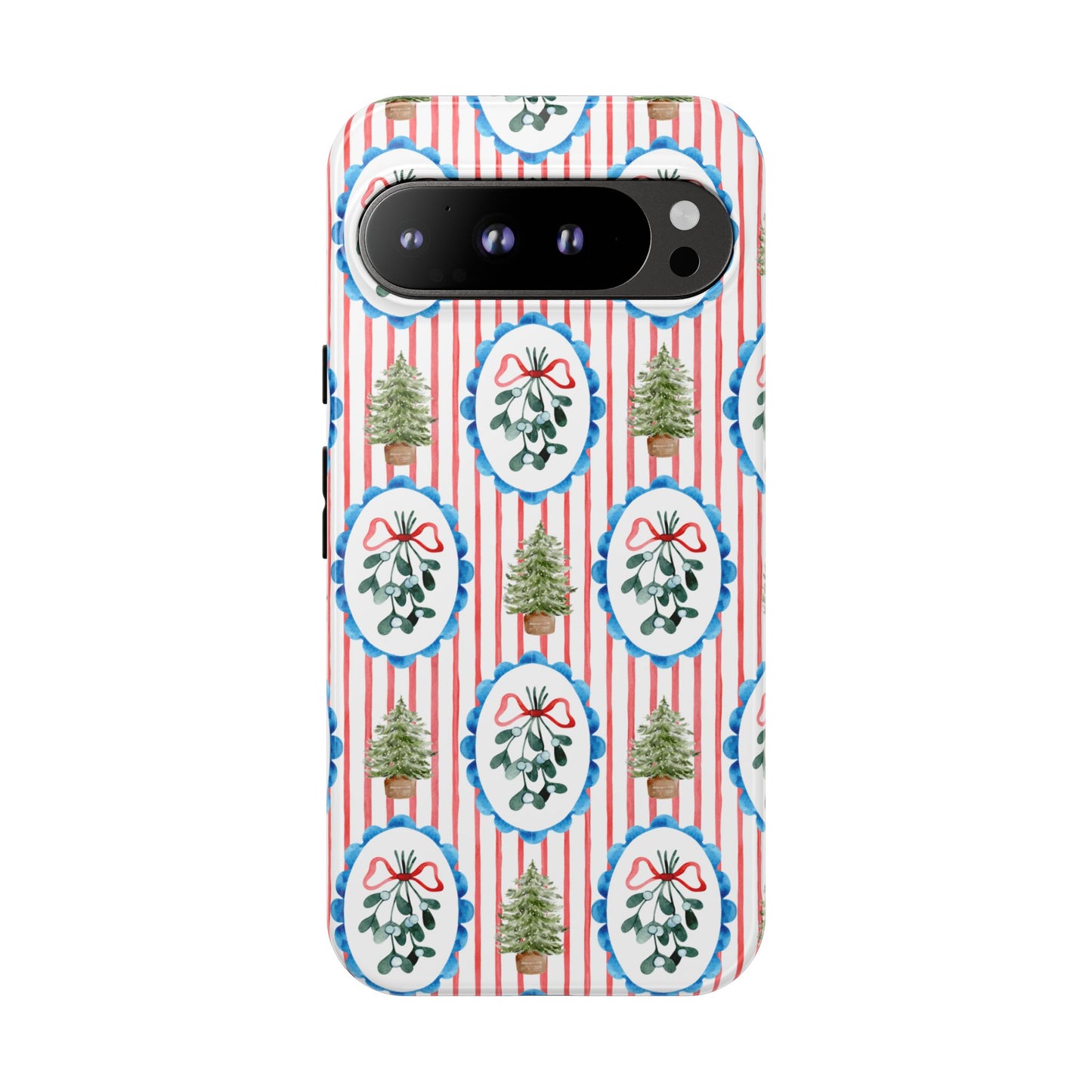 Christmas Wreath & Tree Pattern Phone Case — Festive Holiday Tough Case