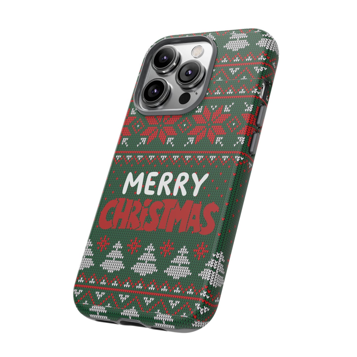 Merry Christmas Phone Case - Festive Green Ugly Sweater Design