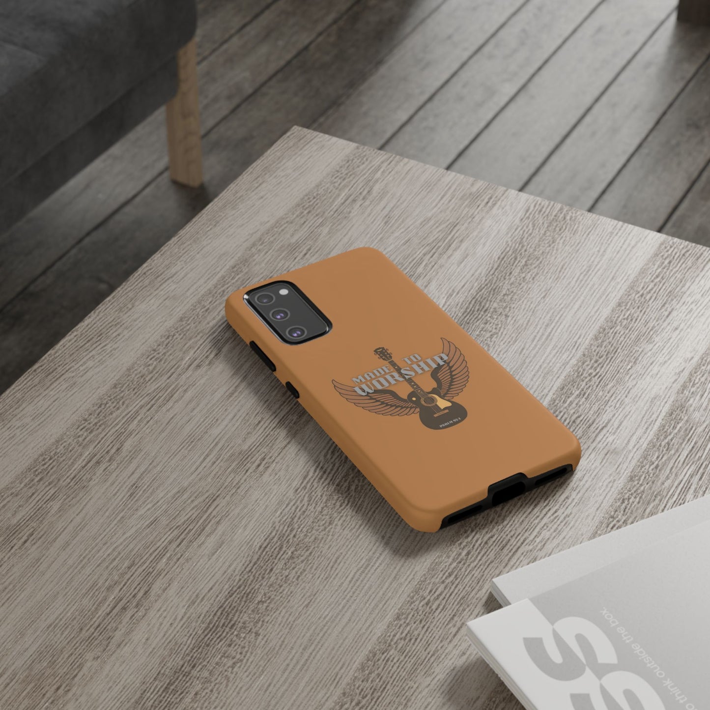 Tough Phone Case — "Made to Worship" Acoustic Guitar Wings Design
