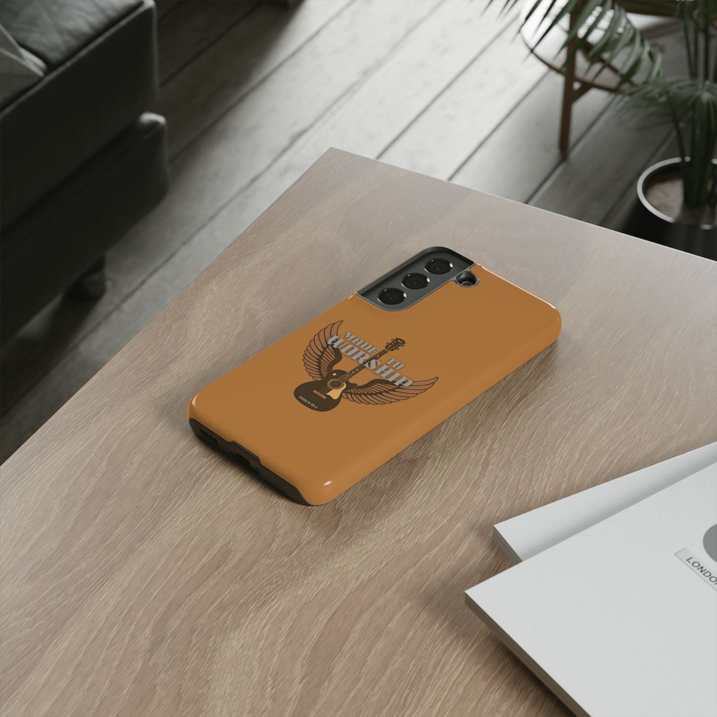 Tough Phone Case — "Made to Worship" Acoustic Guitar Wings Design