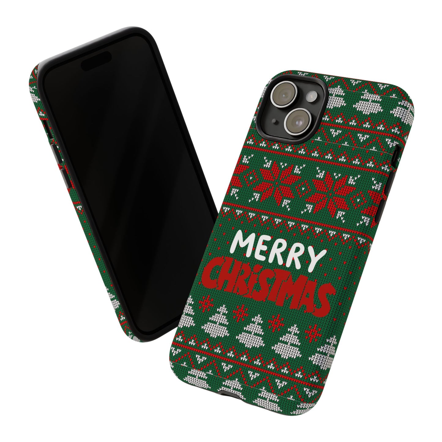 Merry Christmas Phone Case - Festive Green Ugly Sweater Design