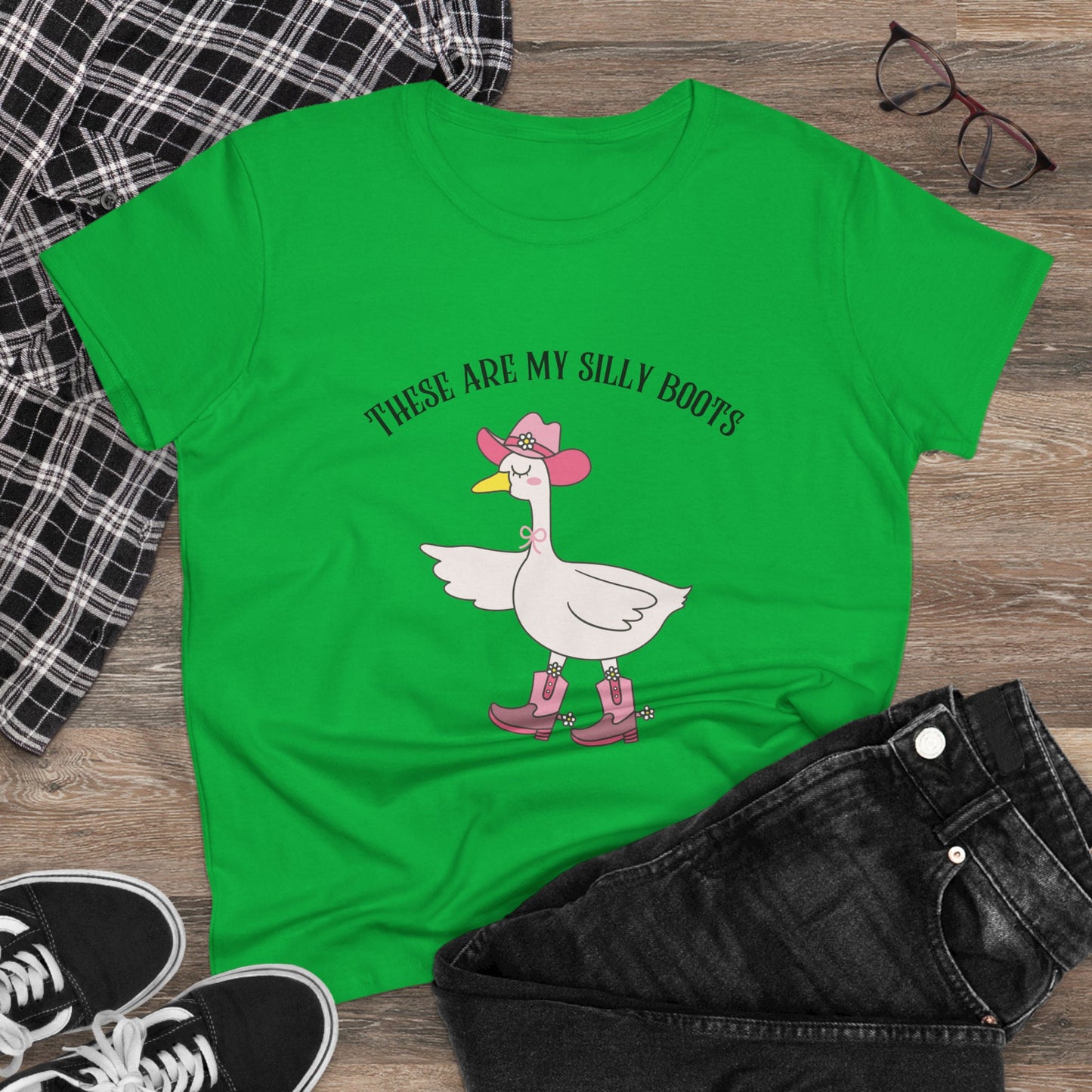 Silly Boots Women's Cotton Tee - Fun Quirky Goose Shirt