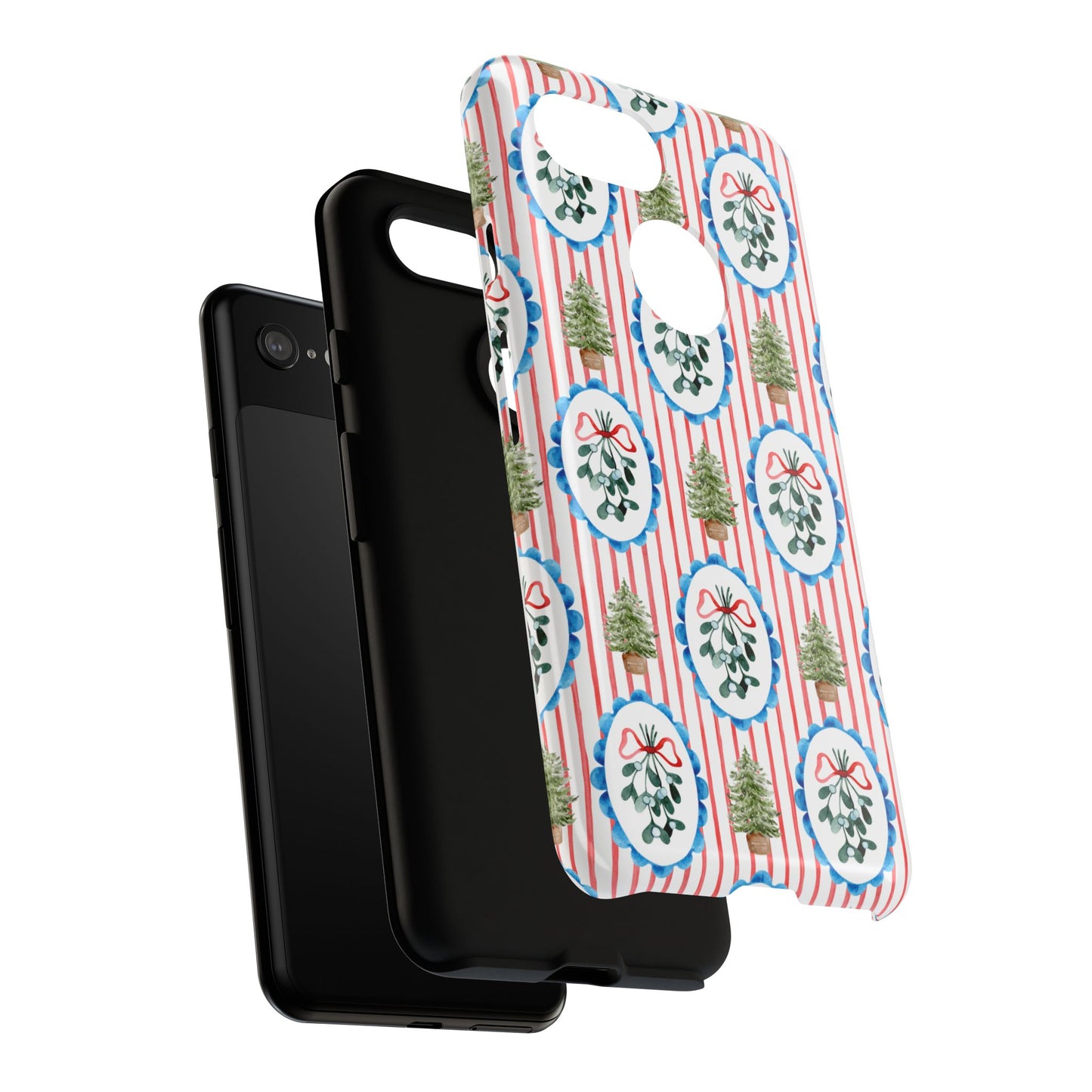 Christmas Wreath & Tree Pattern Phone Case — Festive Holiday Tough Case